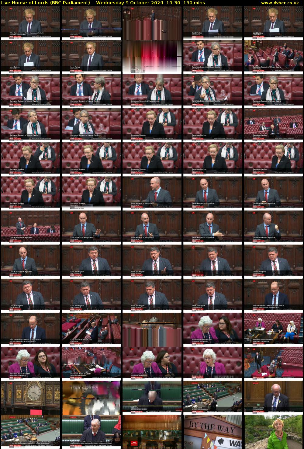Live House of Lords (BBC Parliament) Wednesday 9 October 2024 19:30 - 22:00