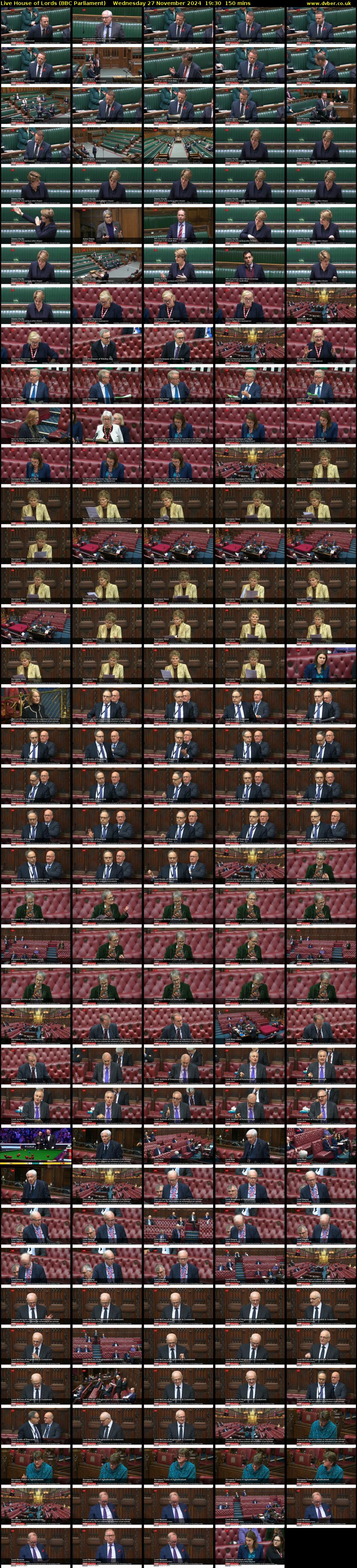Live House of Lords (BBC Parliament) Wednesday 27 November 2024 19:30 - 22:00