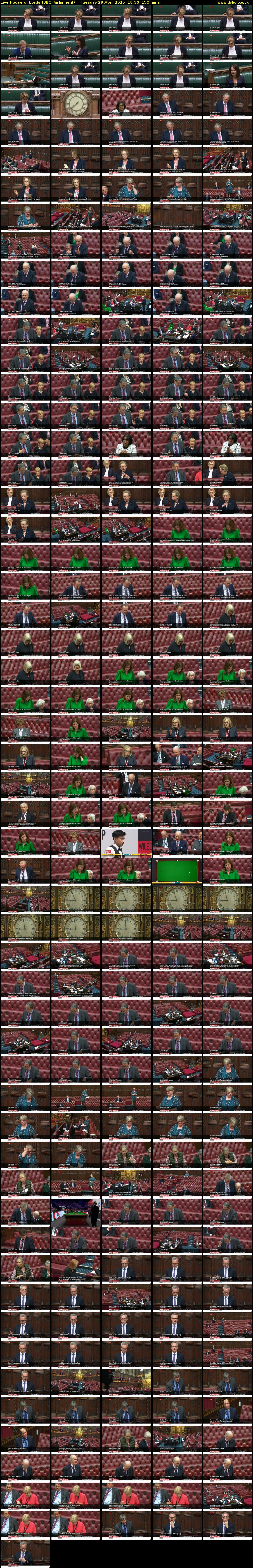 Live House of Lords (BBC Parliament) Tuesday 29 April 2025 19:30 - 22:00