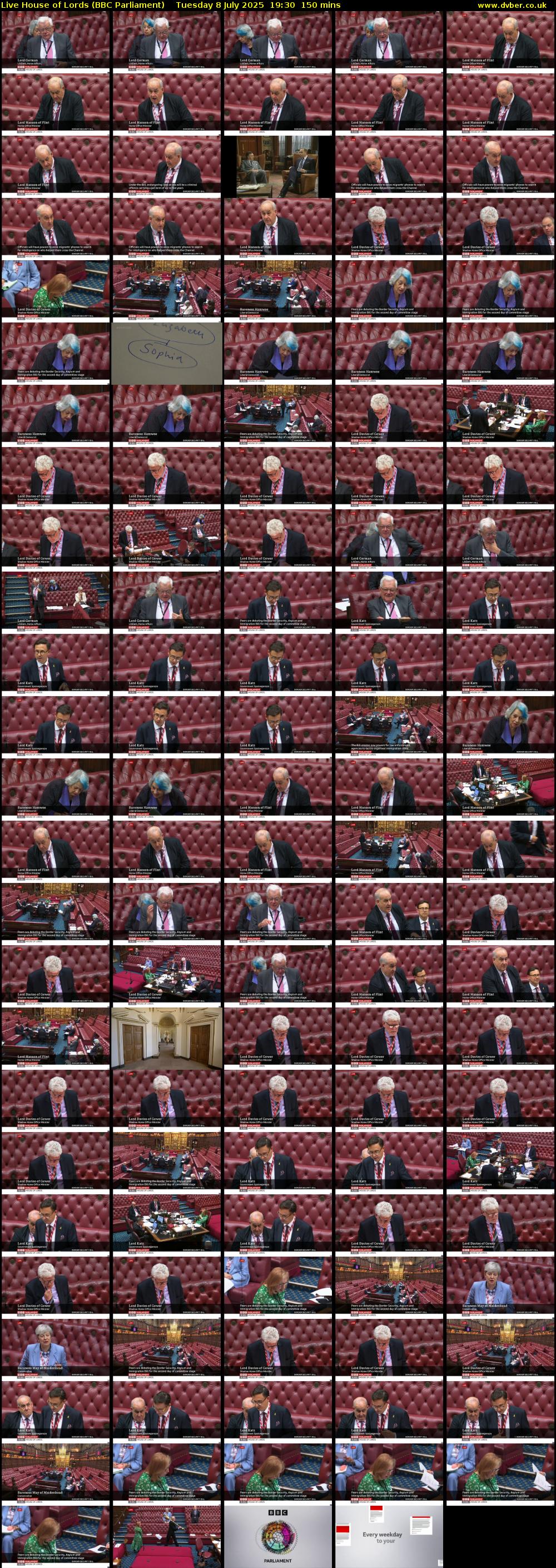 Live House of Lords (BBC Parliament) Tuesday 8 July 2025 19:30 - 22:00