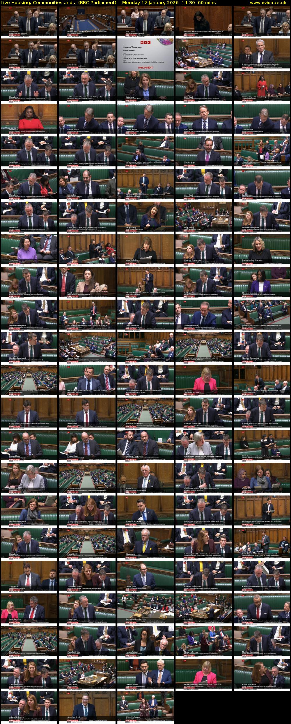 Live Housing, Communities and... (BBC Parliament) Monday 12 January 2026 14:30 - 15:30