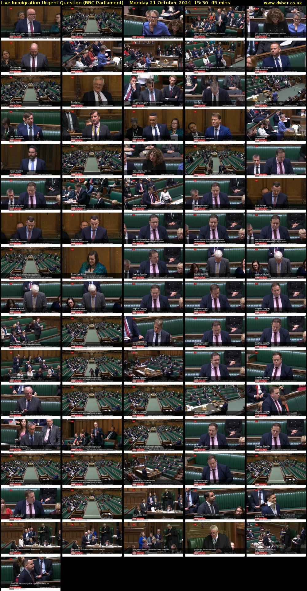 Live Immigration Urgent Question (BBC Parliament) Monday 21 October 2024 15:30 - 16:15