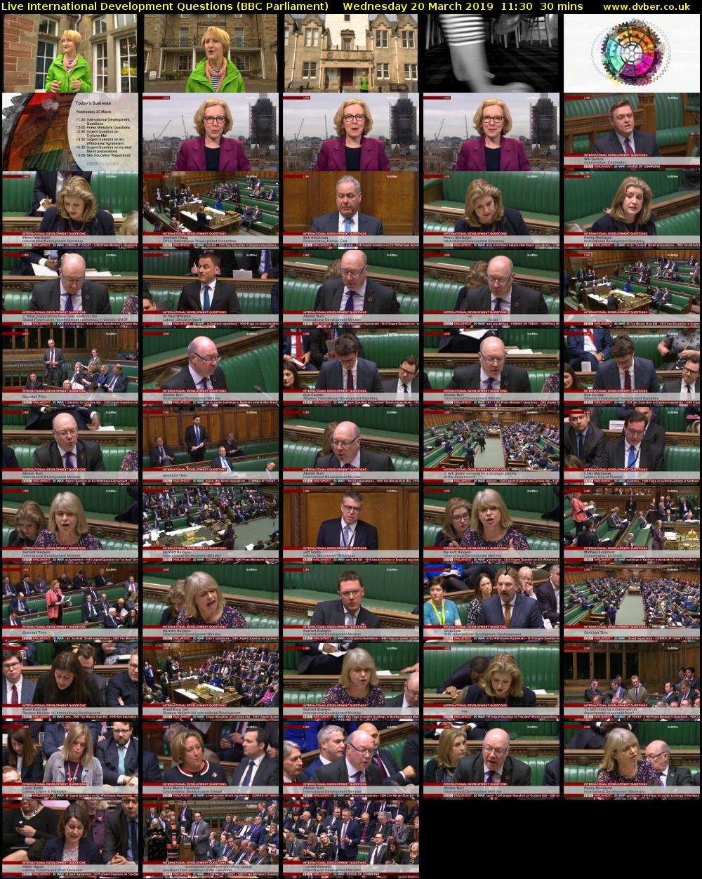 Live International Development Questions (BBC Parliament) Wednesday 20 March 2019 11:30 - 12:00