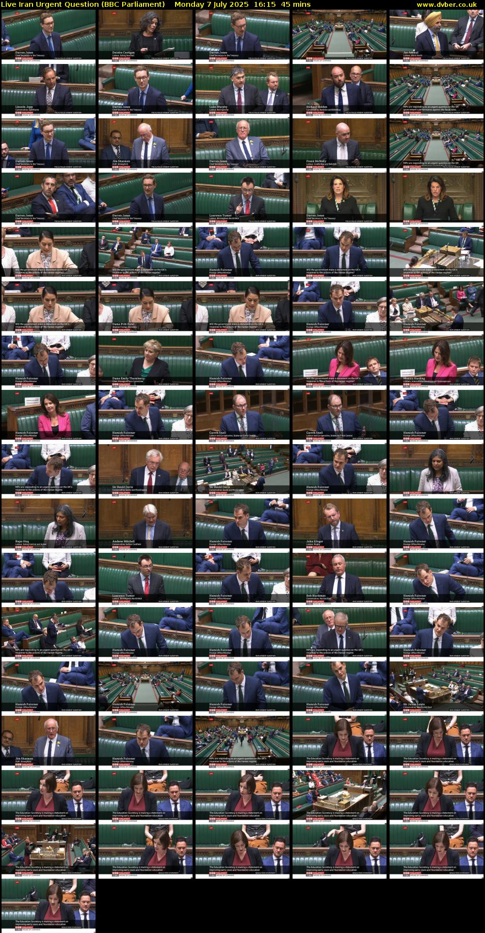 Live Iran Urgent Question (BBC Parliament) Monday 7 July 2025 16:15 - 17:00