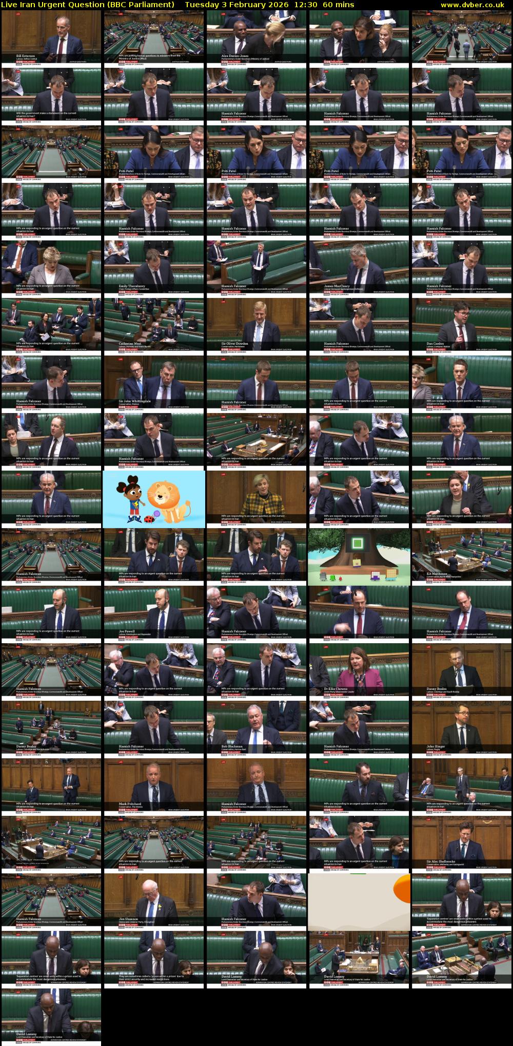 Live Iran Urgent Question (BBC Parliament) Tuesday 3 February 2026 12:30 - 13:30