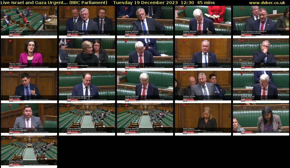 Live Israel and Gaza Urgent... (BBC Parliament) Tuesday 19 December 2023 12:30 - 13:15