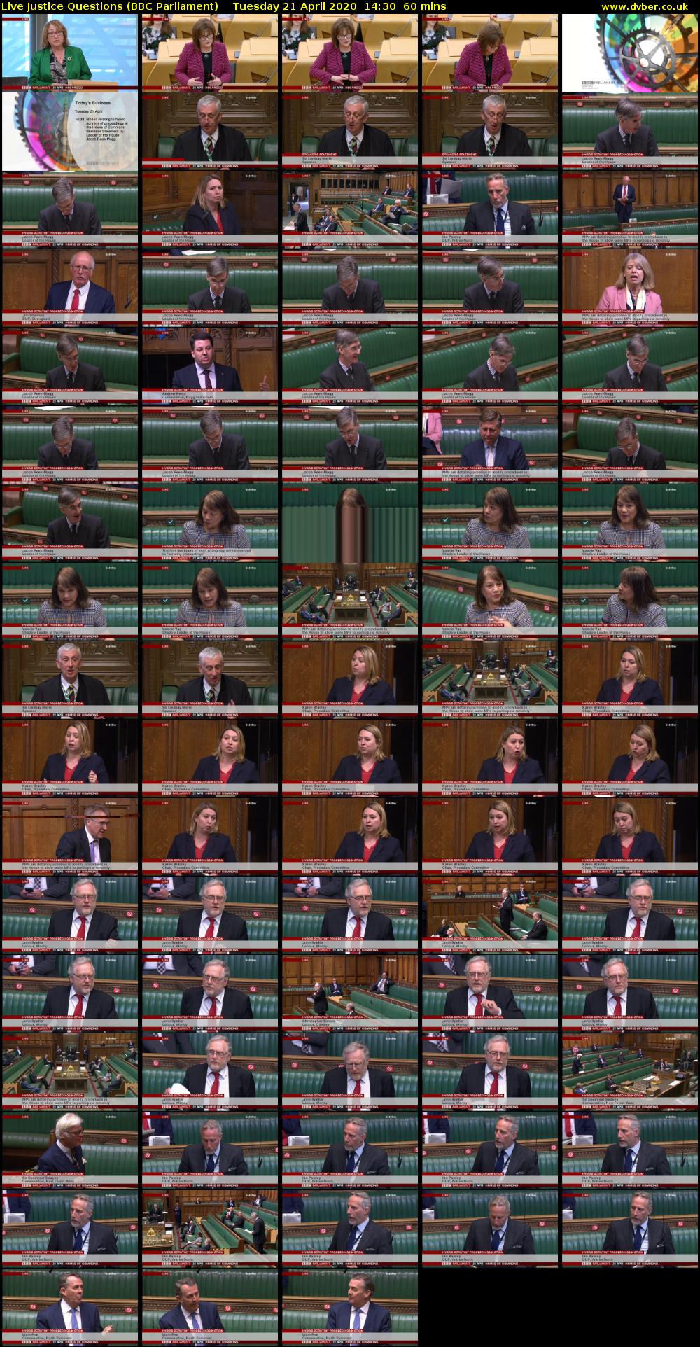 Live Justice Questions (BBC Parliament) Tuesday 21 April 2020 14:30 - 15:30