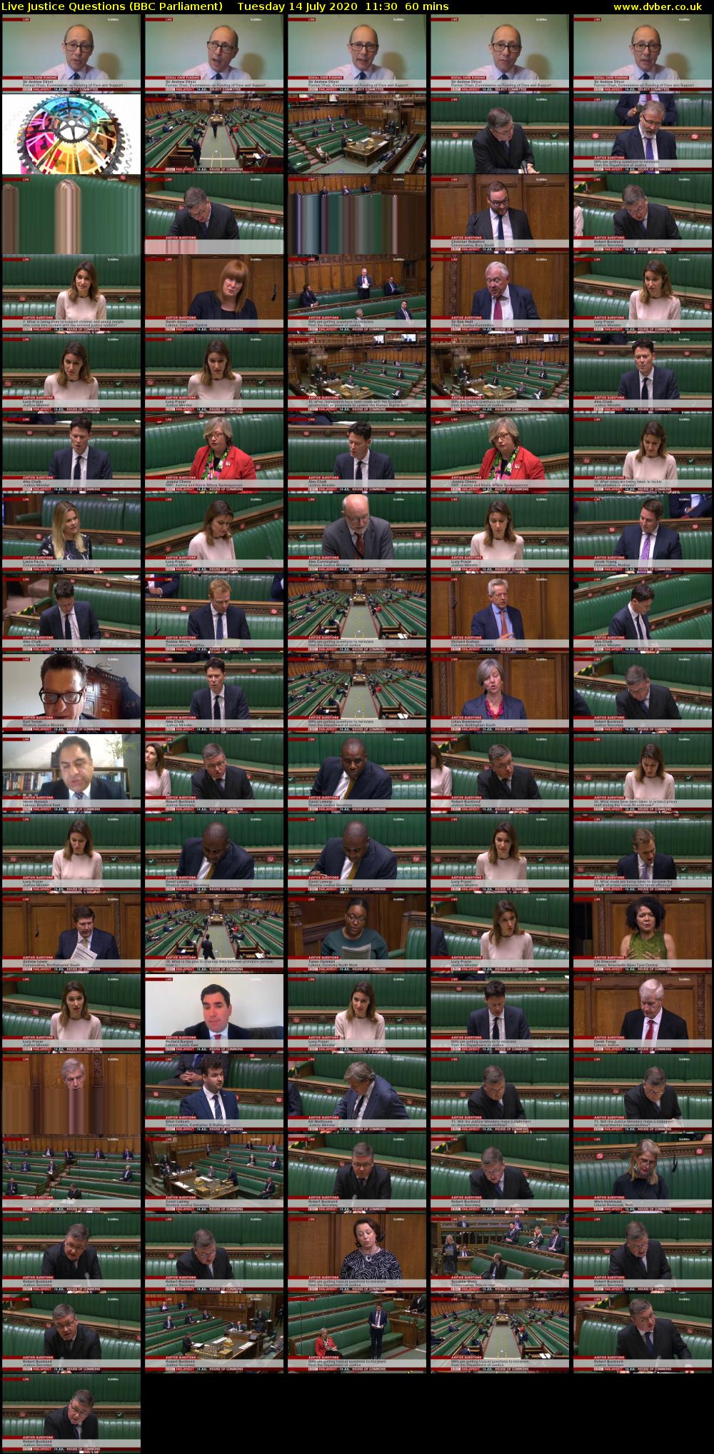 Live Justice Questions (BBC Parliament) Tuesday 14 July 2020 11:30 - 12:30