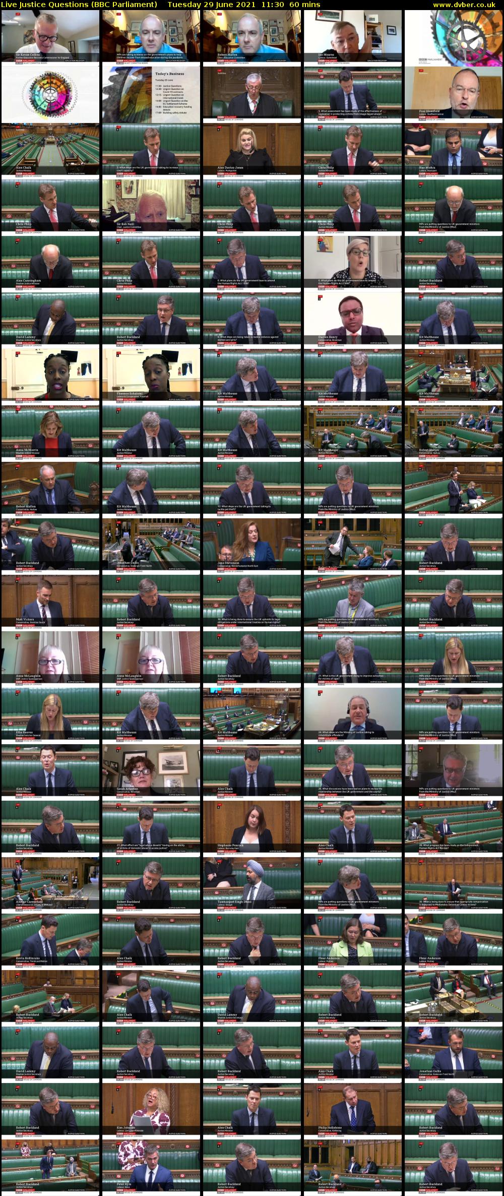 Live Justice Questions (BBC Parliament) Tuesday 29 June 2021 11:30 - 12:30