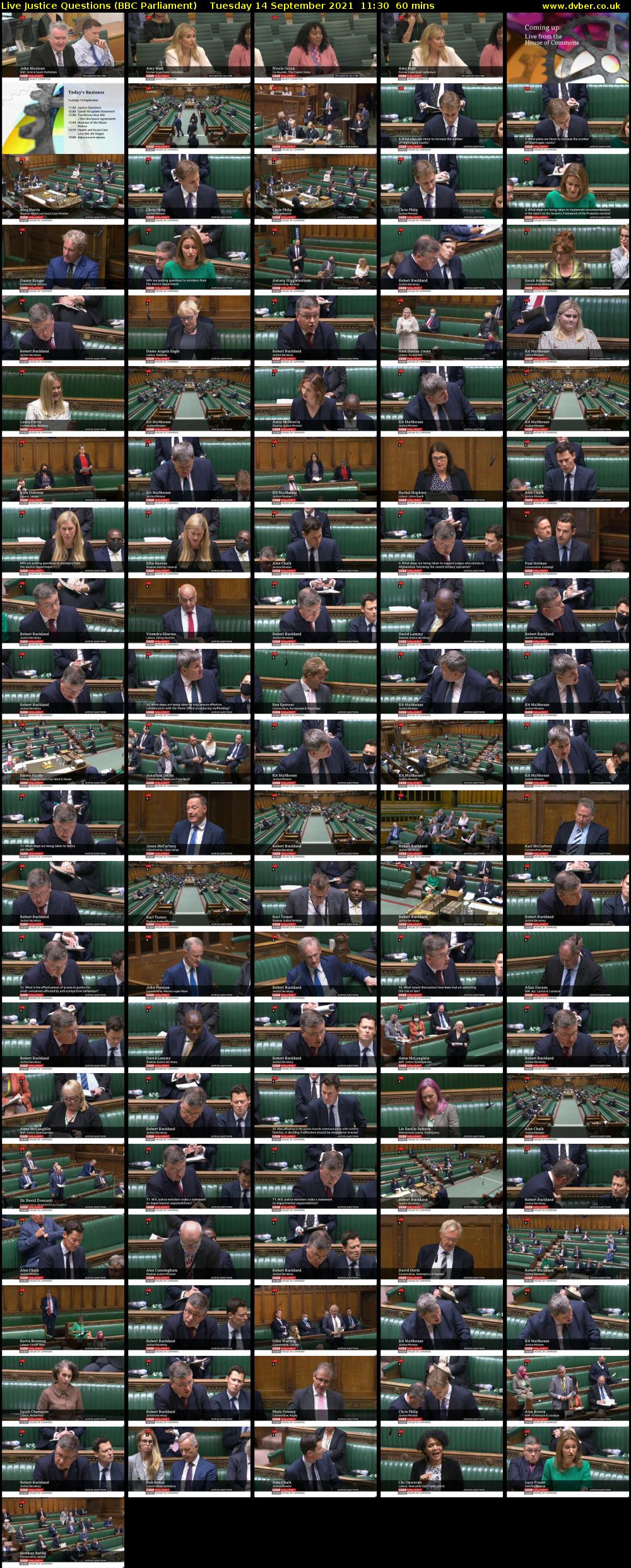 Live Justice Questions (BBC Parliament) Tuesday 14 September 2021 11:30 - 12:30