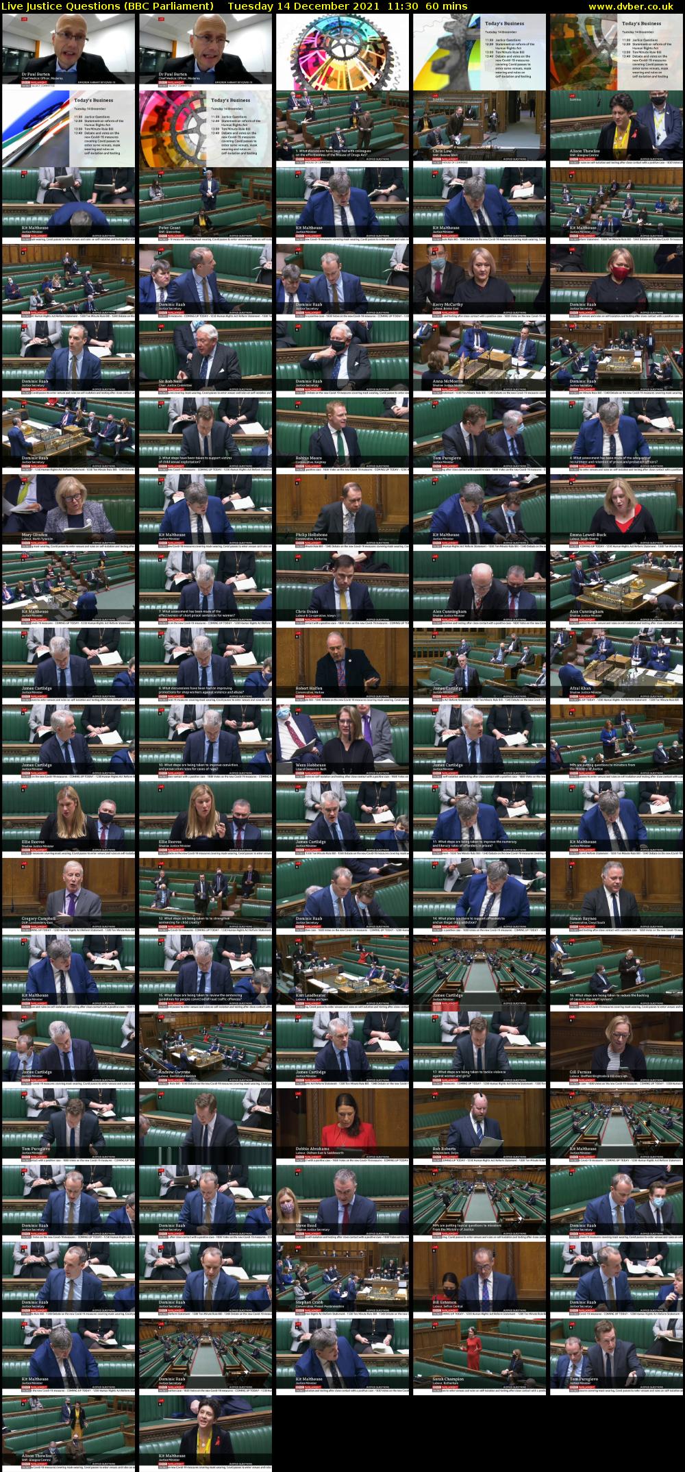 Live Justice Questions (BBC Parliament) Tuesday 14 December 2021 11:30 - 12:30