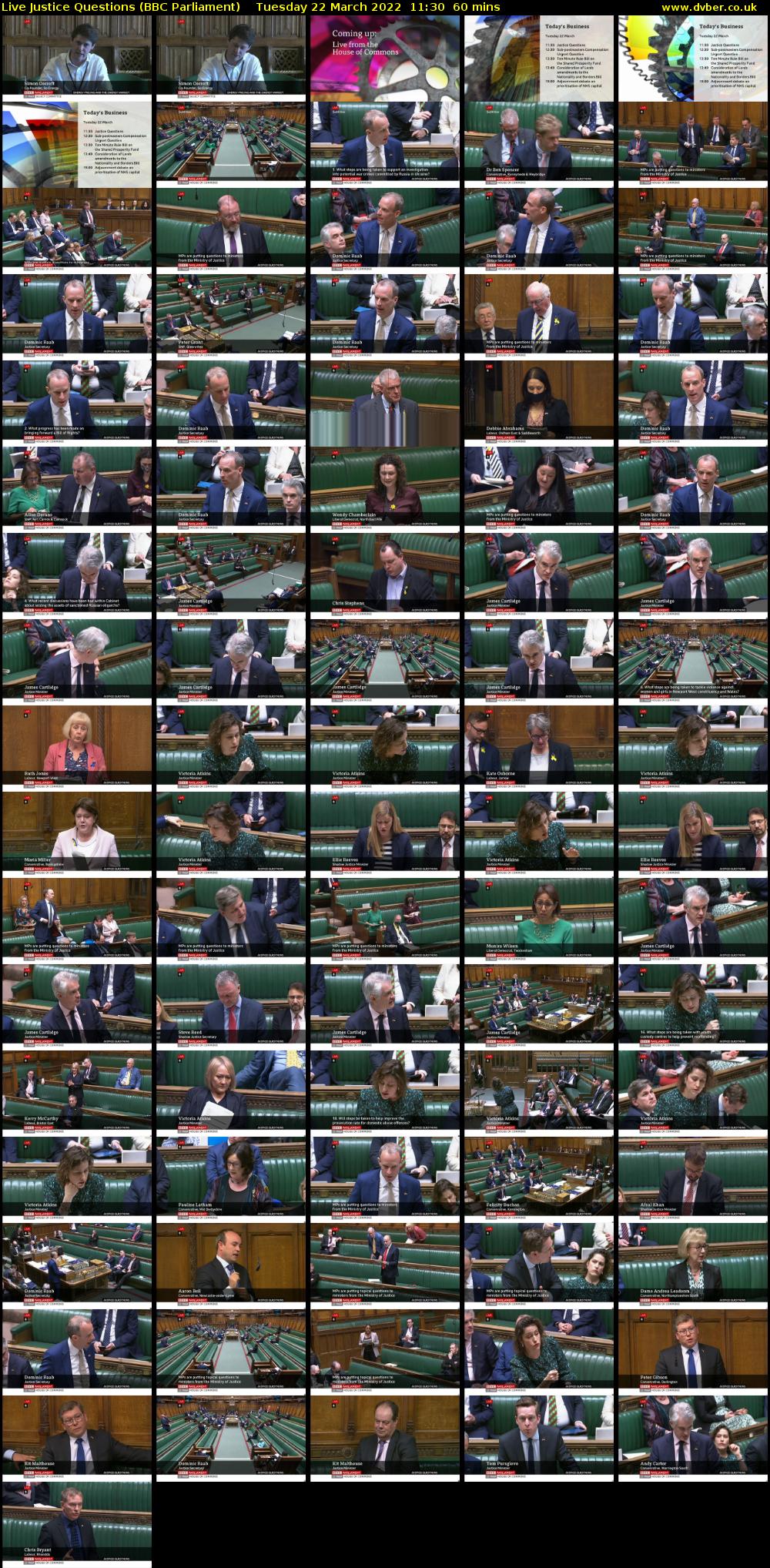 Live Justice Questions (BBC Parliament) Tuesday 22 March 2022 11:30 - 12:30
