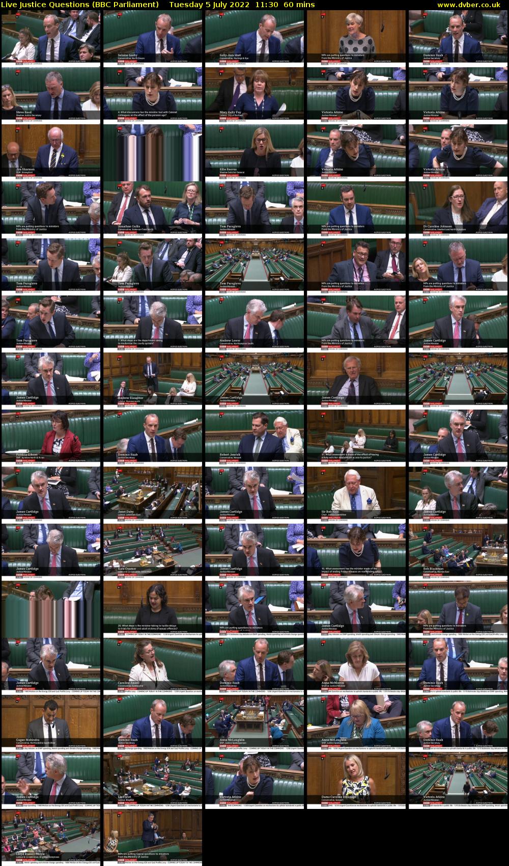 Live Justice Questions (BBC Parliament) Tuesday 5 July 2022 11:30 - 12:30