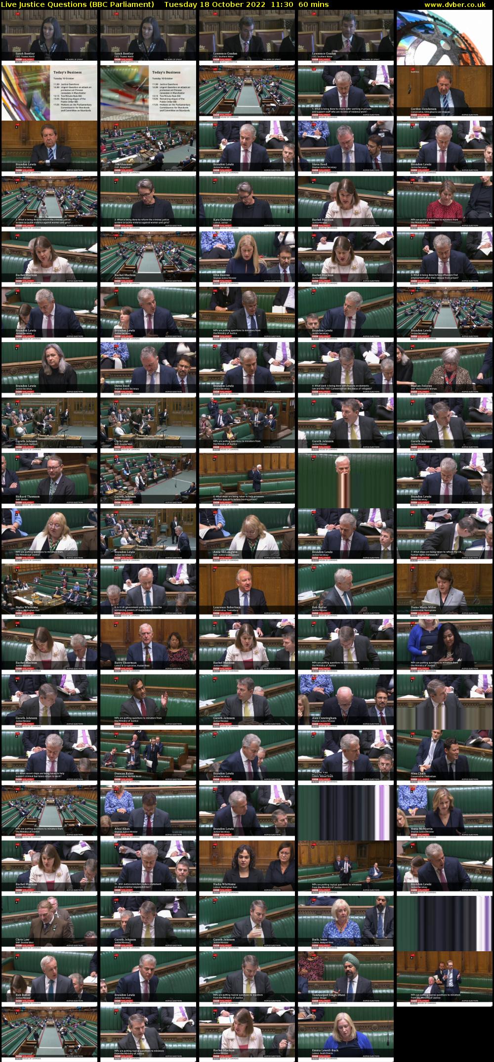 Live Justice Questions (BBC Parliament) Tuesday 18 October 2022 11:30 - 12:30