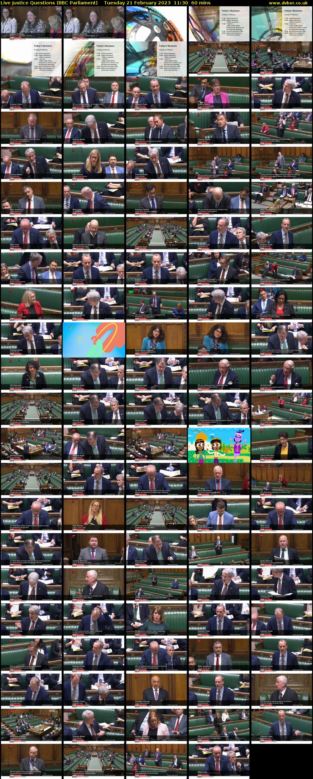 Live Justice Questions (BBC Parliament) Tuesday 21 February 2023 11:30 - 12:30
