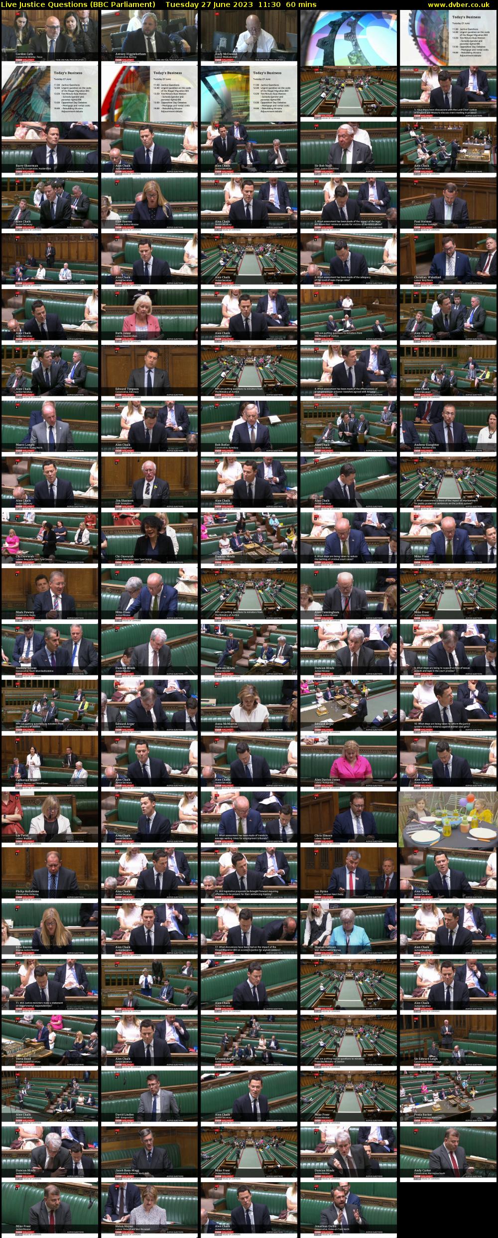 Live Justice Questions (BBC Parliament) Tuesday 27 June 2023 11:30 - 12:30