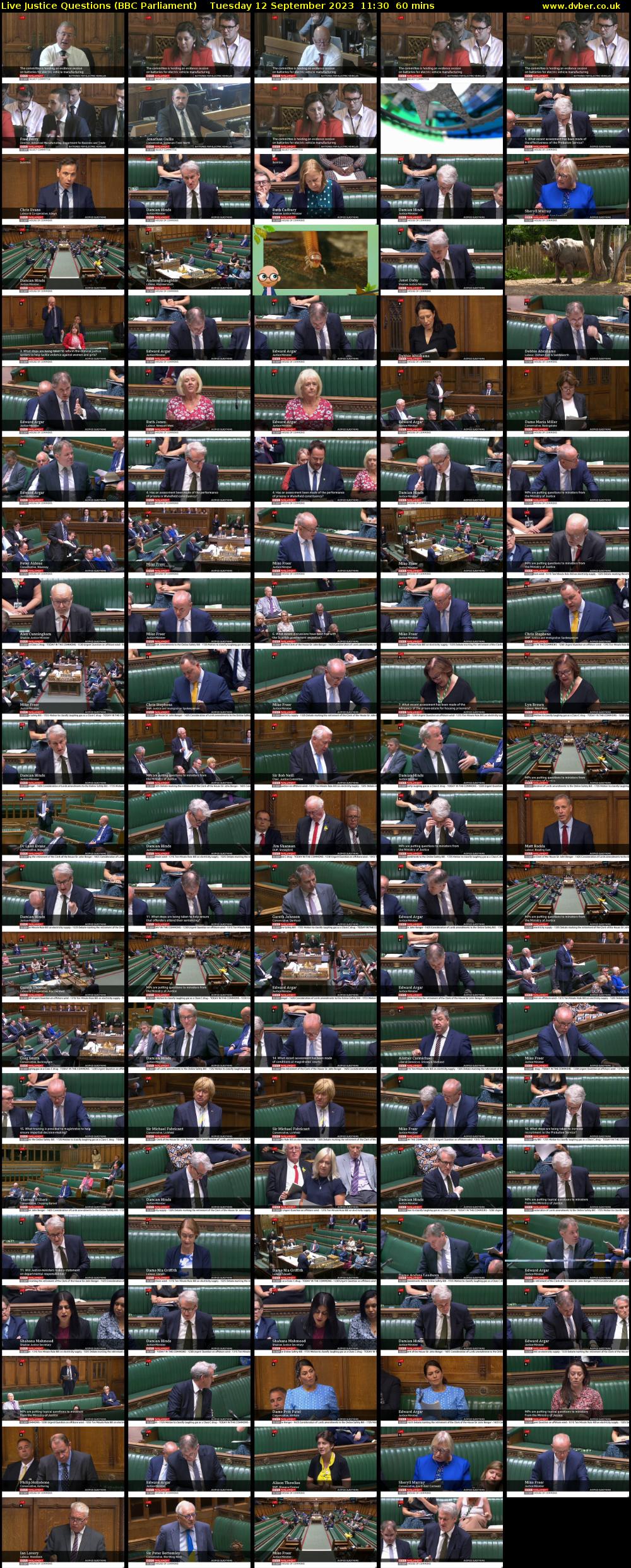 Live Justice Questions (BBC Parliament) Tuesday 12 September 2023 11:30 - 12:30