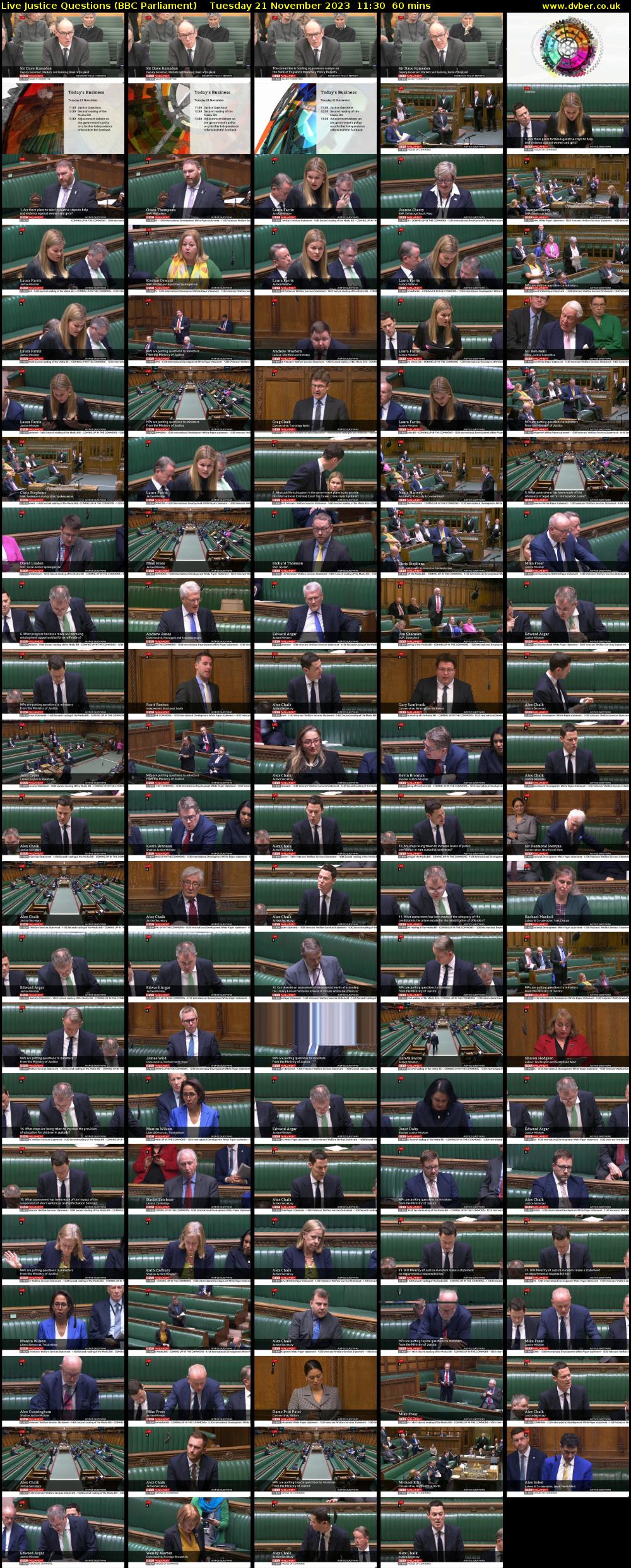 Live Justice Questions (BBC Parliament) Tuesday 21 November 2023 11:30 - 12:30