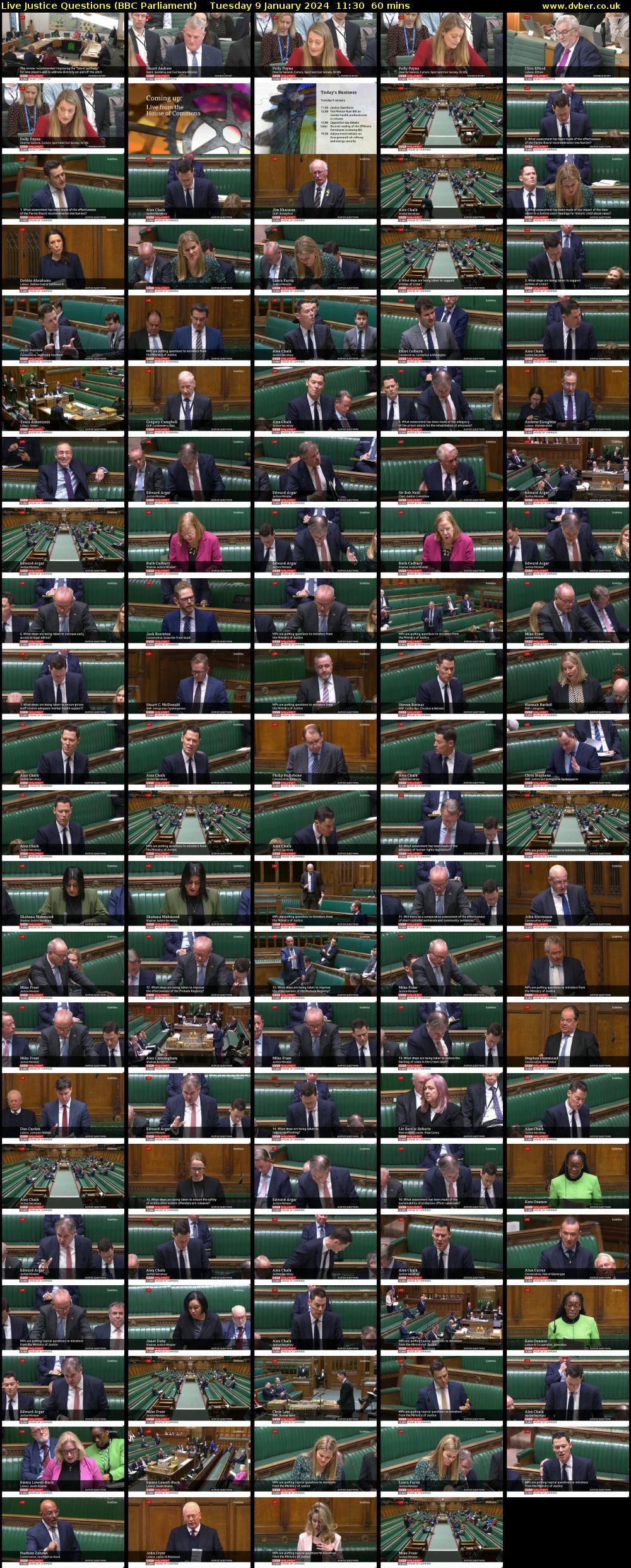 Live Justice Questions (BBC Parliament) Tuesday 9 January 2024 11:30 - 12:30
