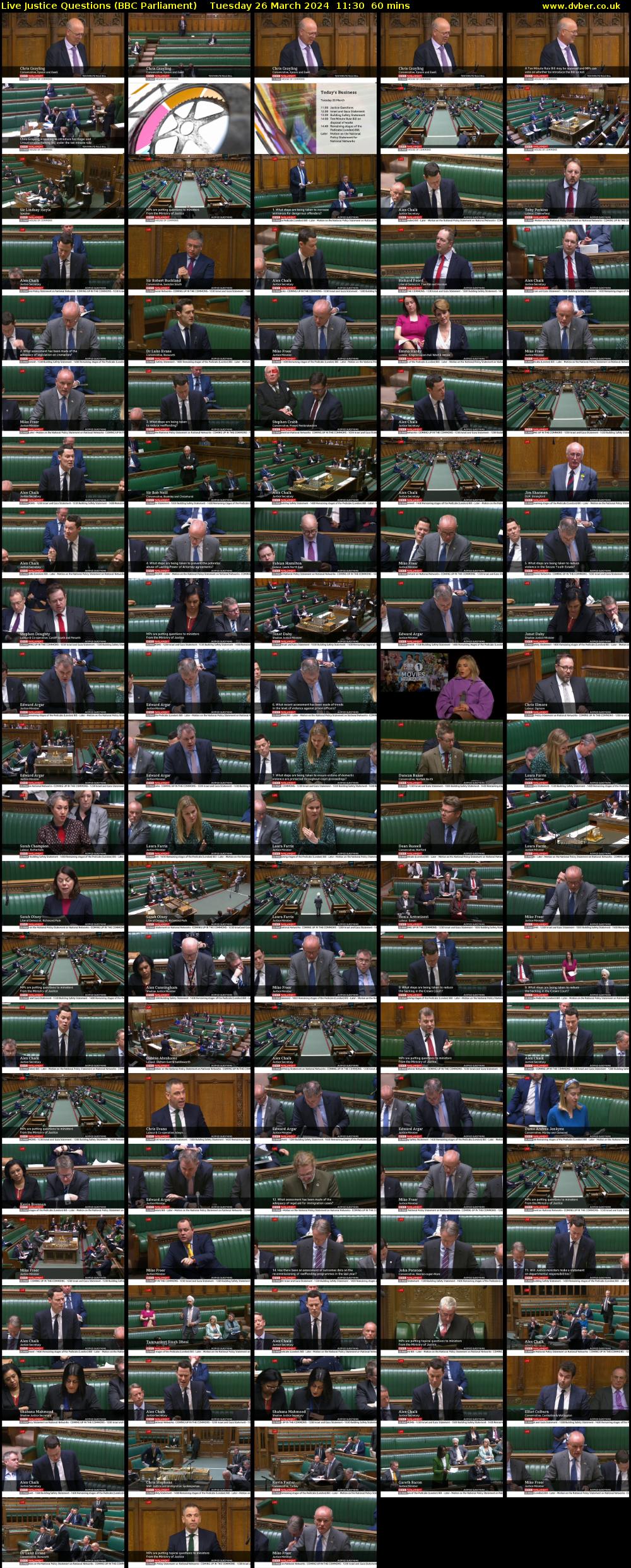 Live Justice Questions (BBC Parliament) Tuesday 26 March 2024 11:30 - 12:30