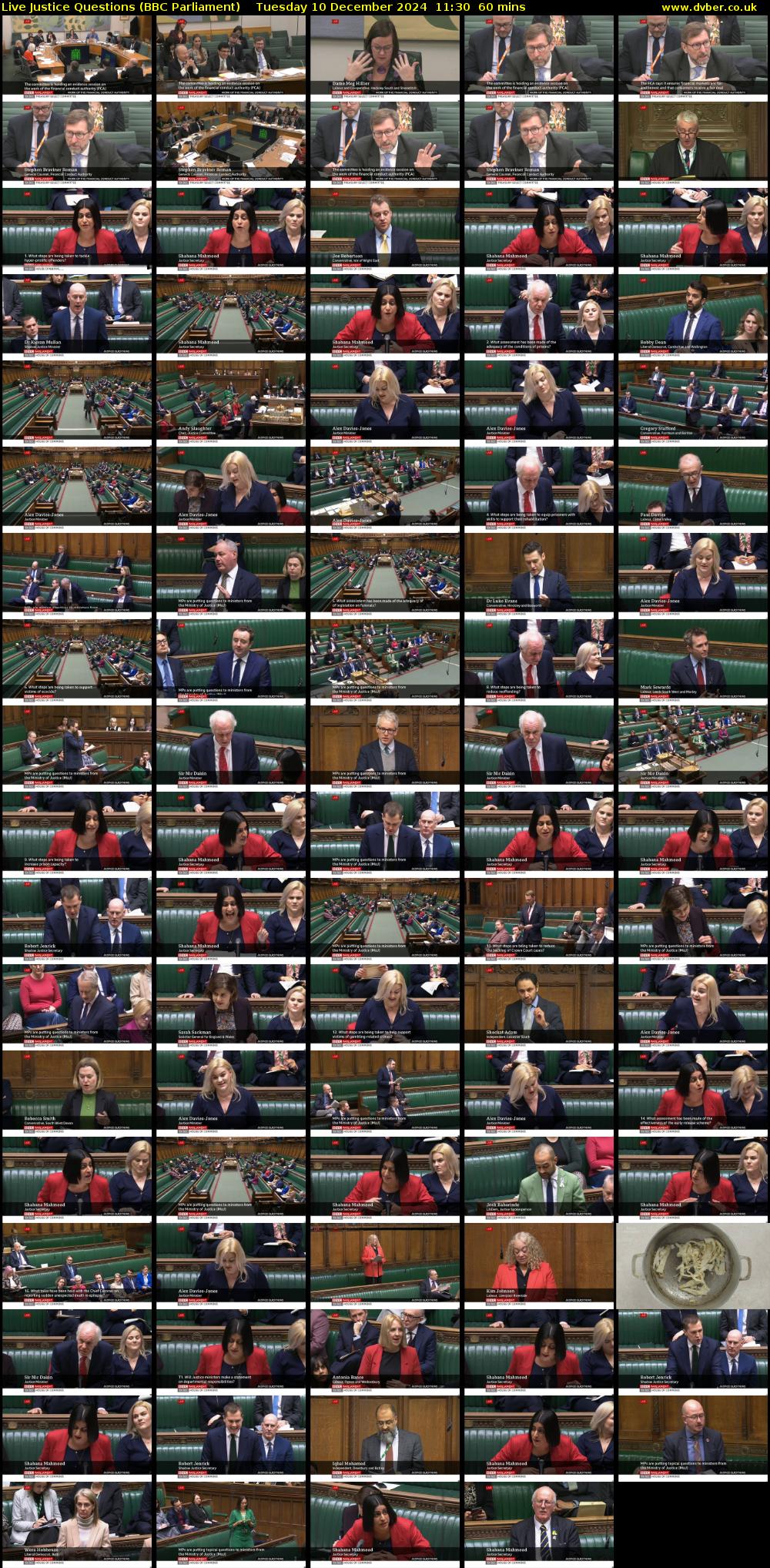 Live Justice Questions (BBC Parliament) Tuesday 10 December 2024 11:30 - 12:30