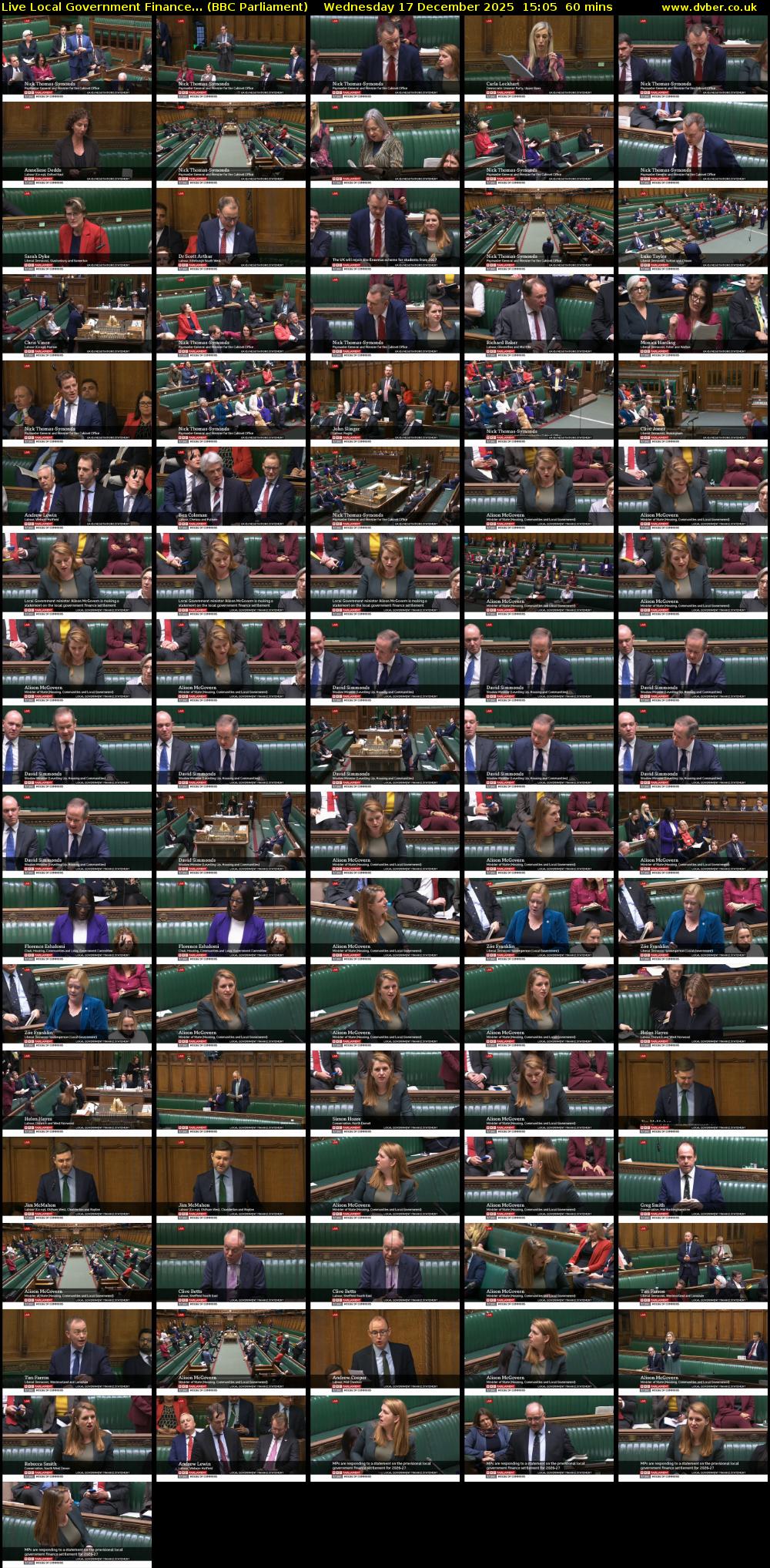 Live Local Government Finance... (BBC Parliament) Wednesday 17 December 2025 15:05 - 16:05