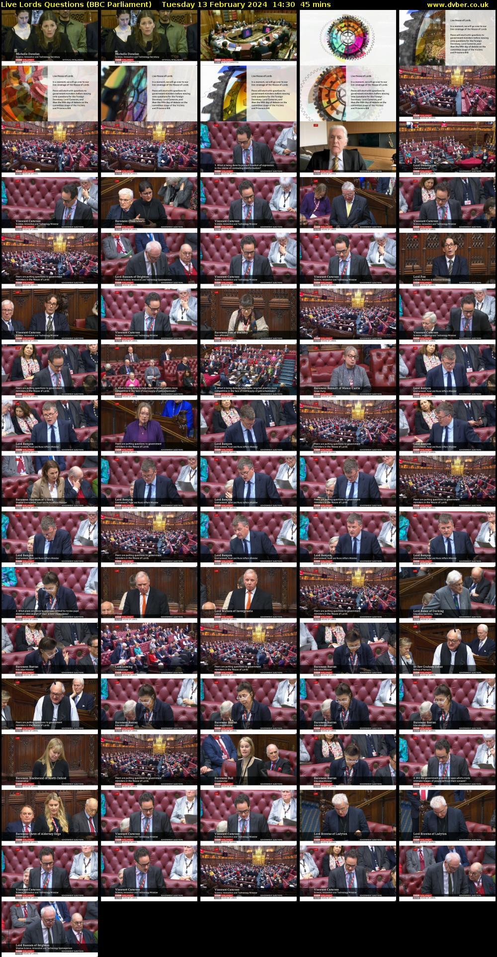 Live Lords Questions (BBC Parliament) Tuesday 13 February 2024 14:30 - 15:15