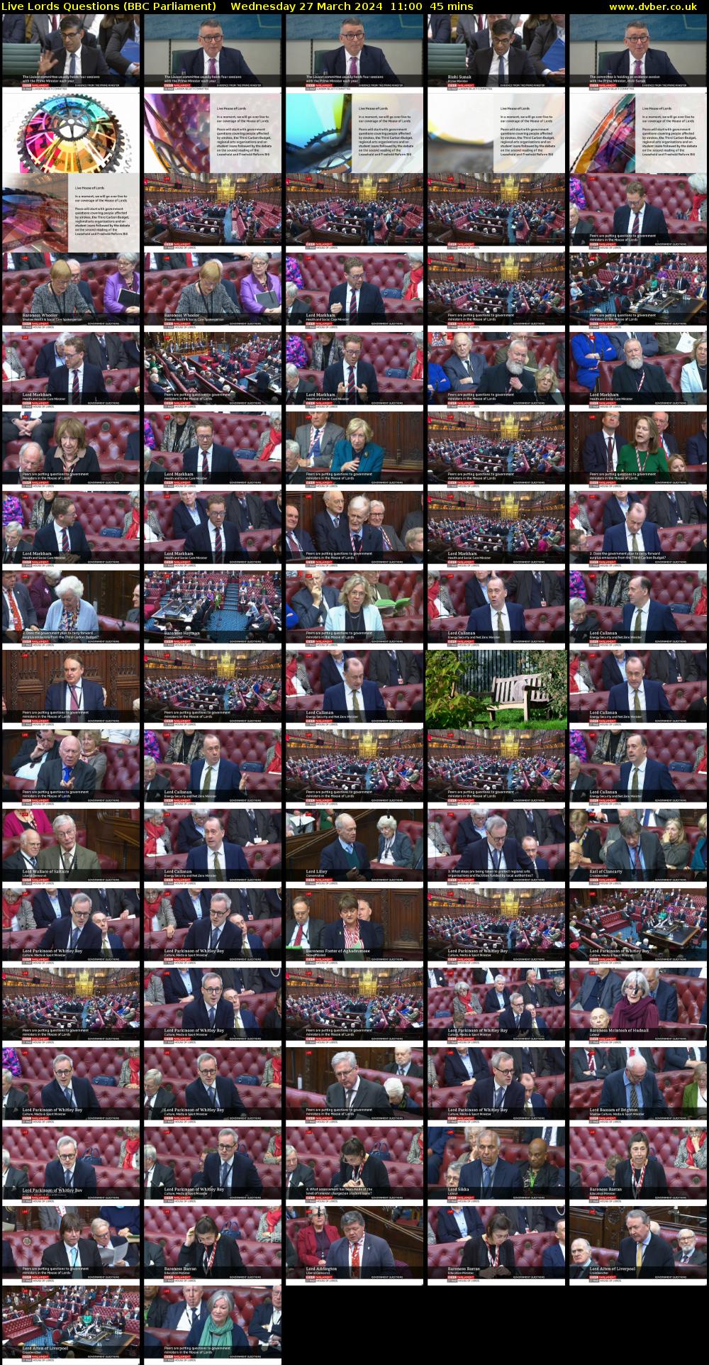 Live Lords Questions (BBC Parliament) Wednesday 27 March 2024 11:00 - 11:45