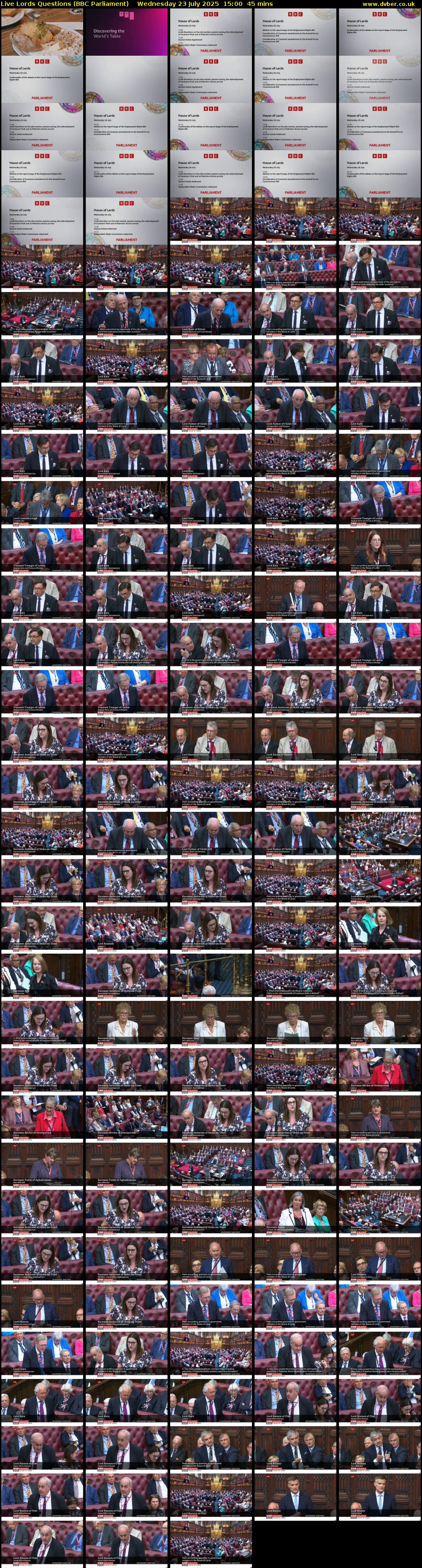 Live Lords Questions (BBC Parliament) Wednesday 23 July 2025 15:00 - 15:45