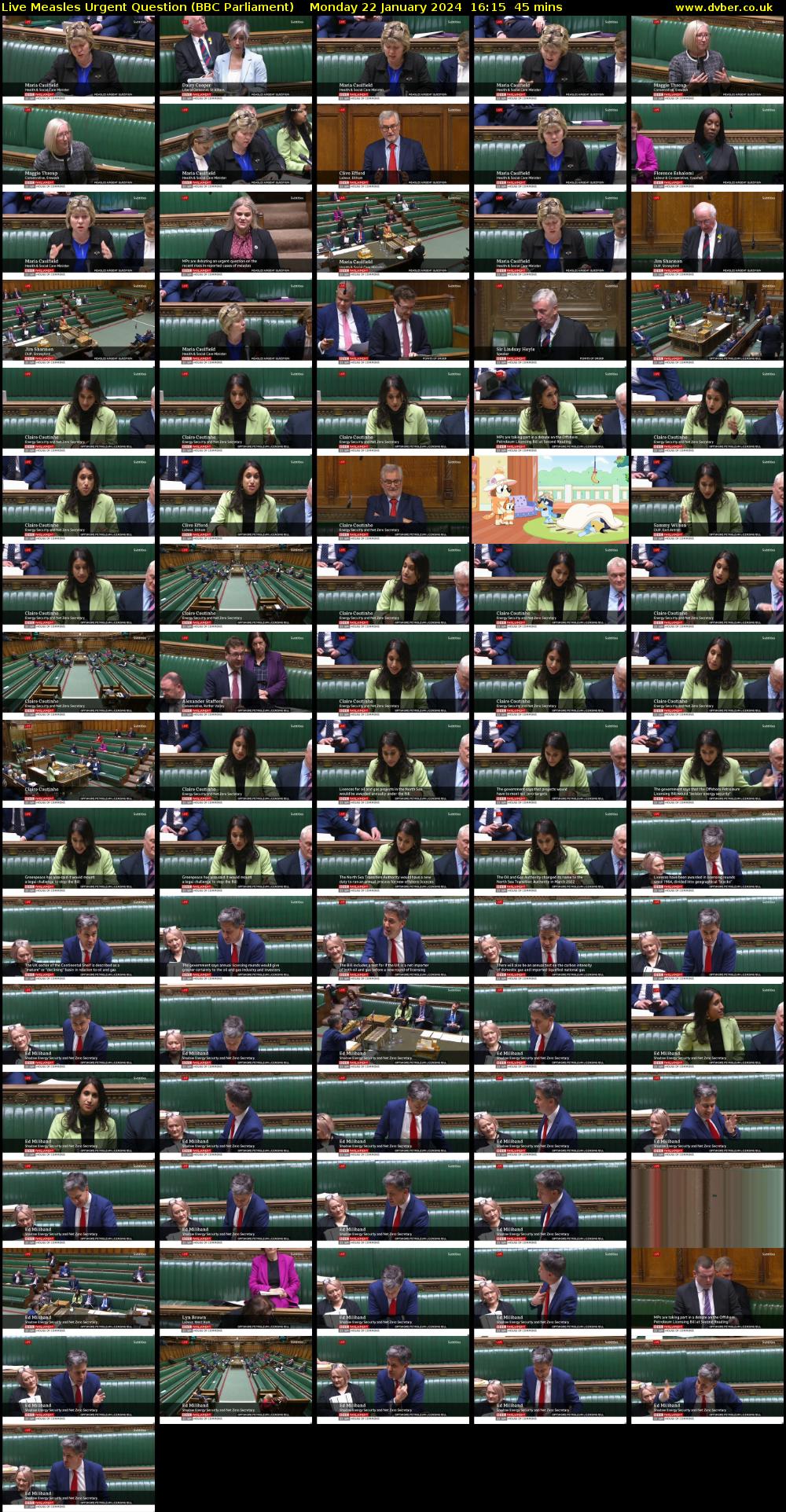 Live Measles Urgent Question (BBC Parliament) Monday 22 January 2024 16:15 - 17:00