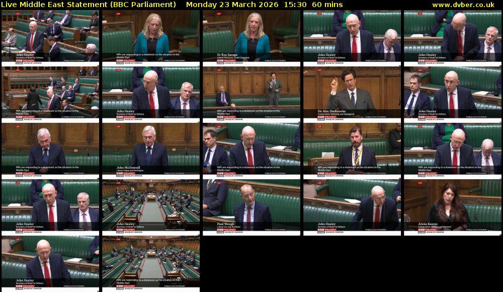 Live Middle East Statement (BBC Parliament) Monday 23 March 2026 15:30 - 16:30