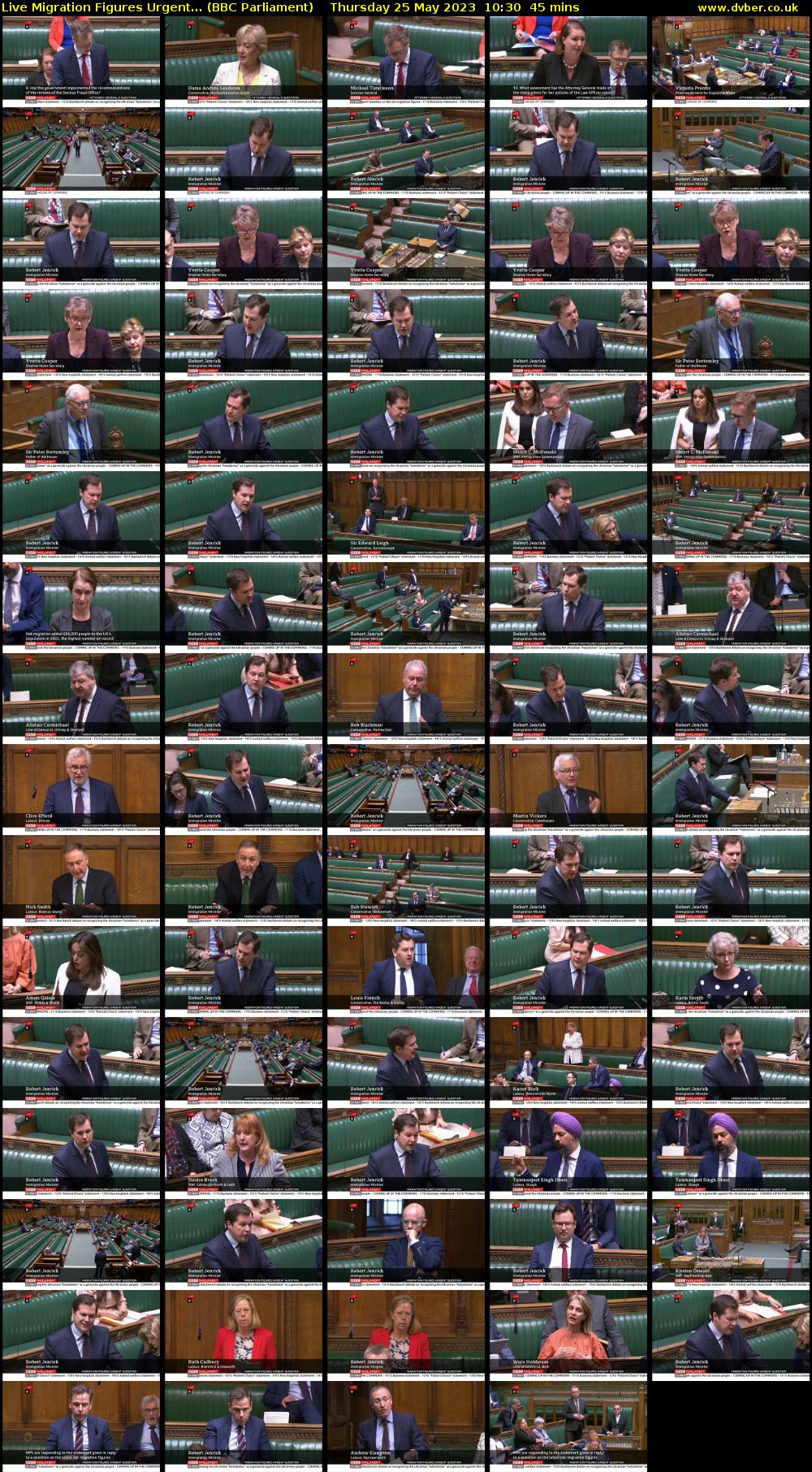 Live Migration Figures Urgent... (BBC Parliament) Thursday 25 May 2023 10:30 - 11:15