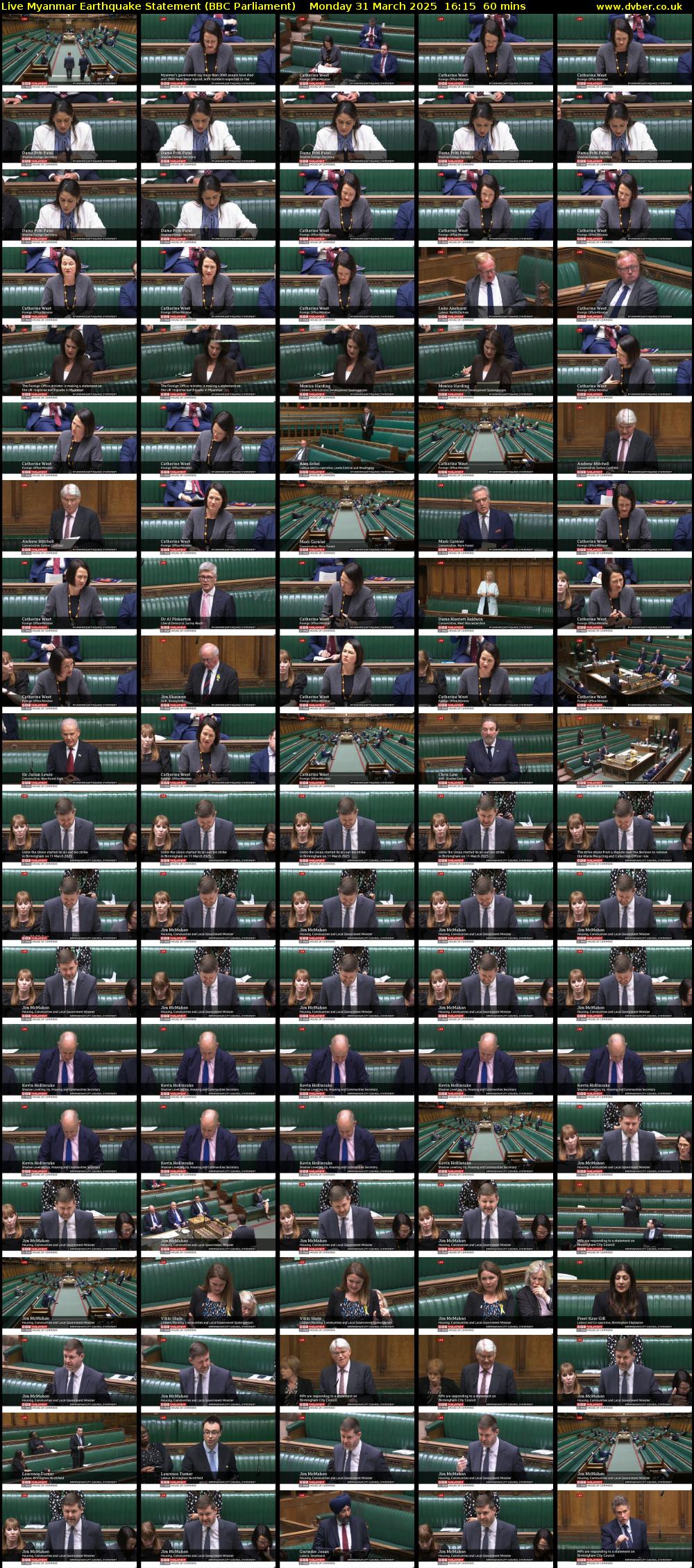 Live Myanmar Earthquake Statement (BBC Parliament) Monday 31 March 2025 16:15 - 17:15