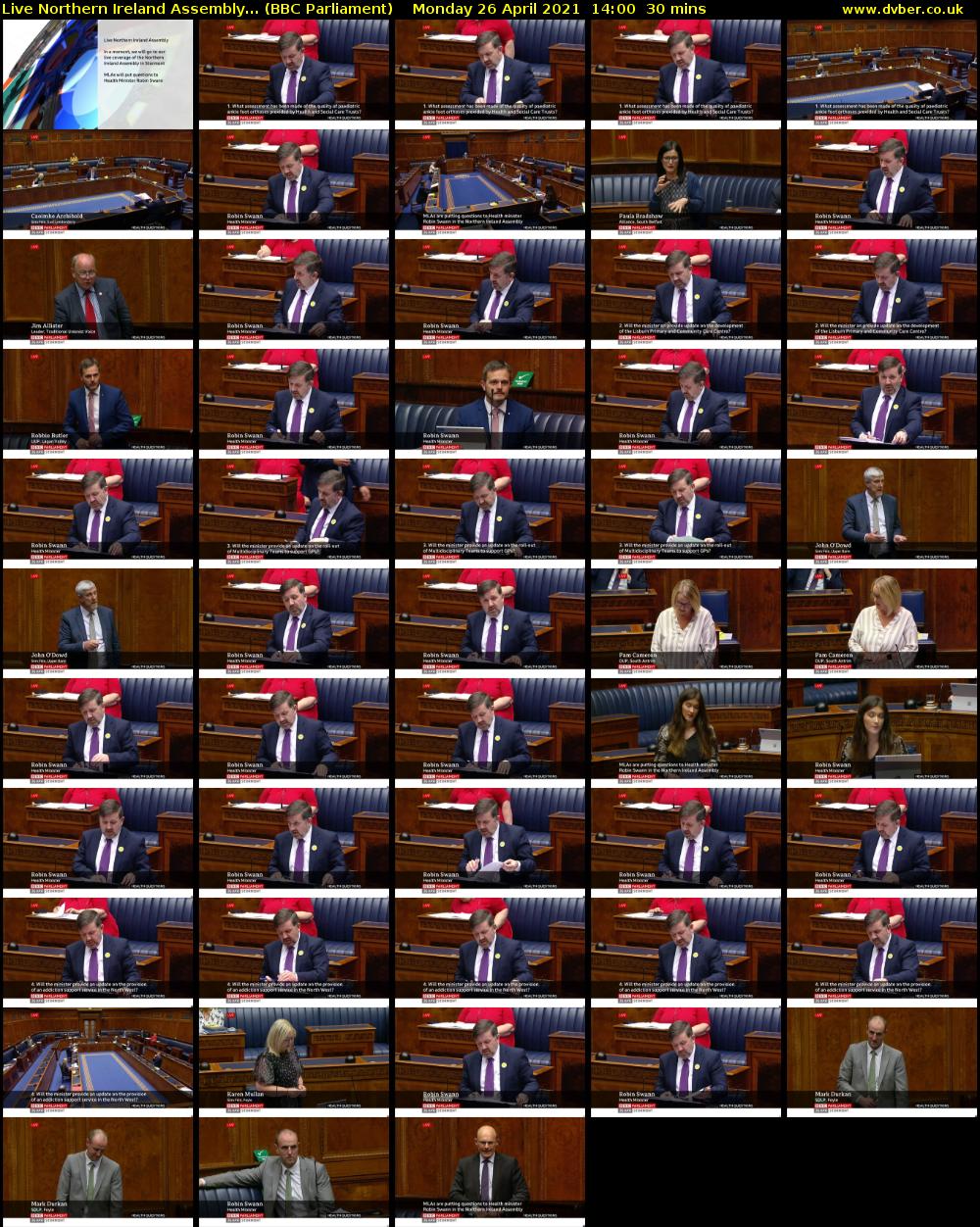 Live Northern Ireland Assembly... (BBC Parliament) Monday 26 April 2021 14:00 - 14:30