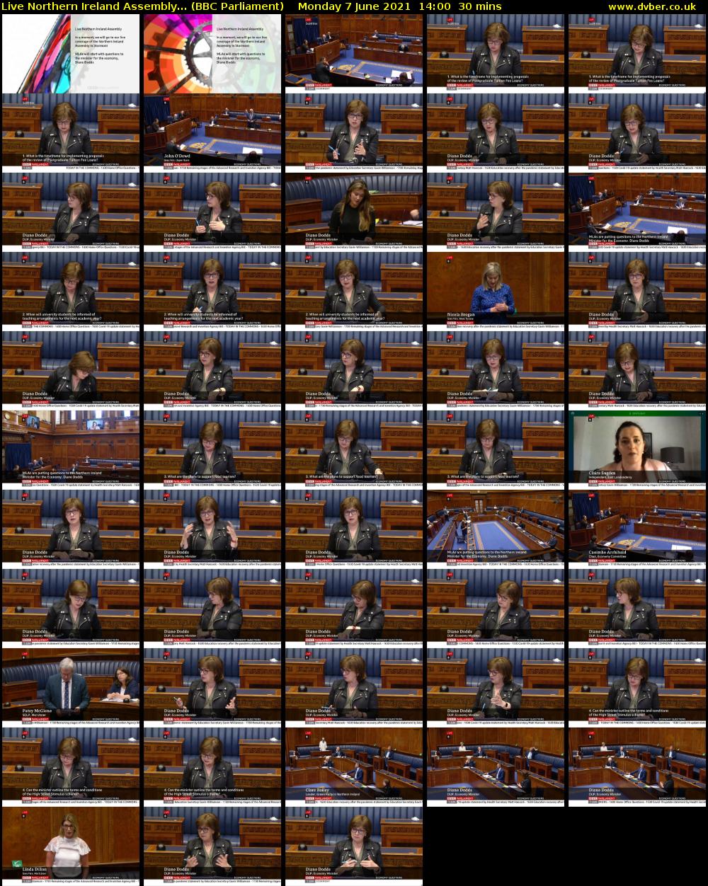 Live Northern Ireland Assembly... (BBC Parliament) Monday 7 June 2021 14:00 - 14:30