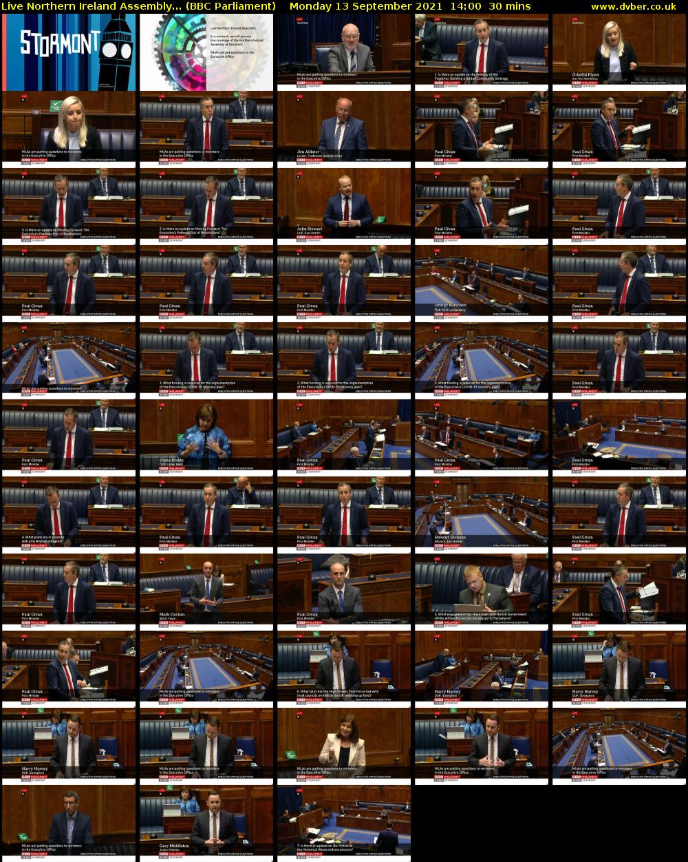 Live Northern Ireland Assembly... (BBC Parliament) Monday 13 September 2021 14:00 - 14:30