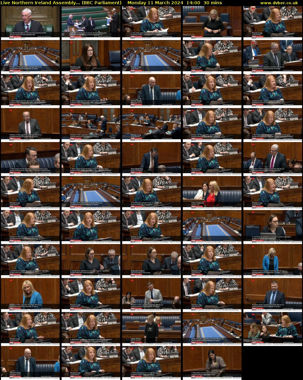 Live Northern Ireland Assembly... (BBC Parliament) Monday 11 March 2024 14:00 - 14:30