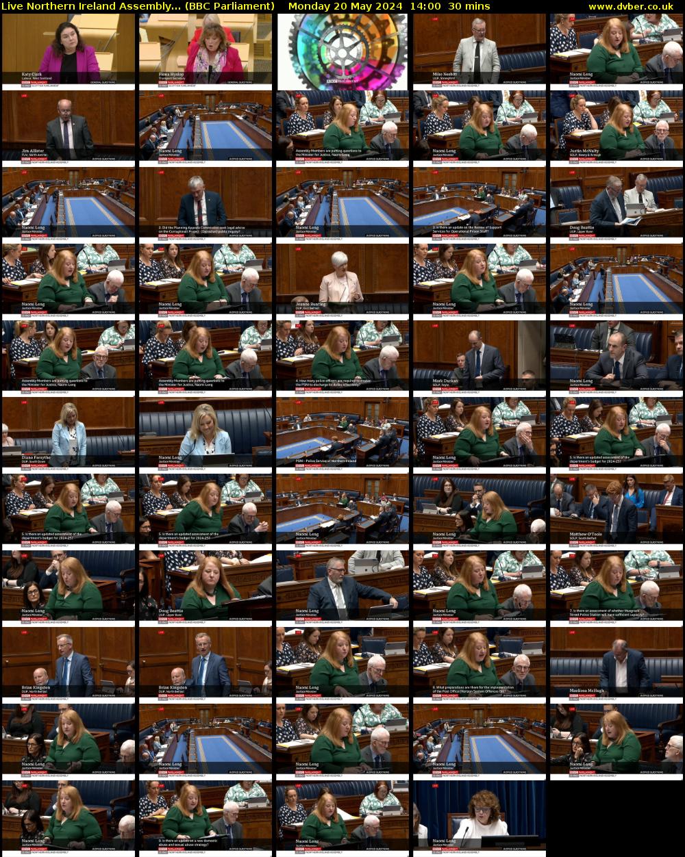 Live Northern Ireland Assembly... (BBC Parliament) Monday 20 May 2024 14:00 - 14:30