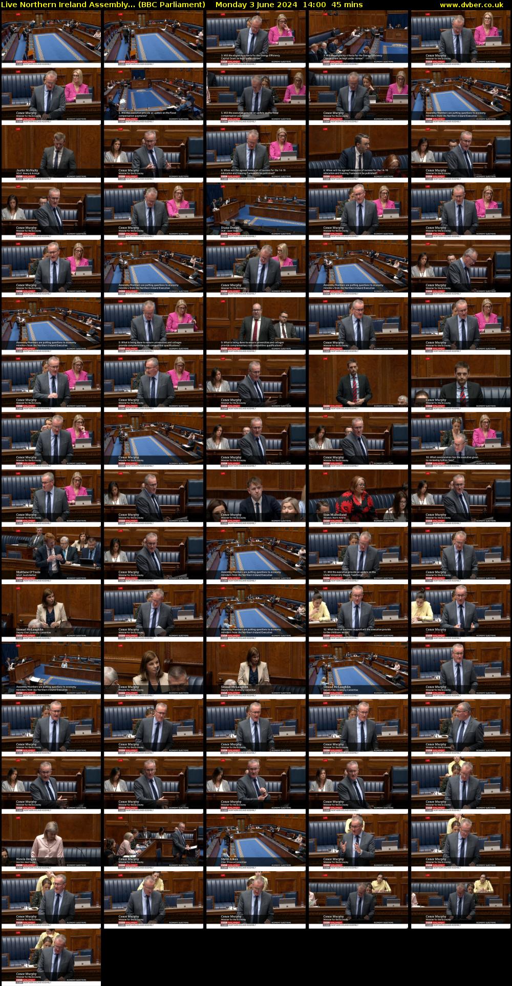 Live Northern Ireland Assembly... (BBC Parliament) Monday 3 June 2024 14:00 - 14:45