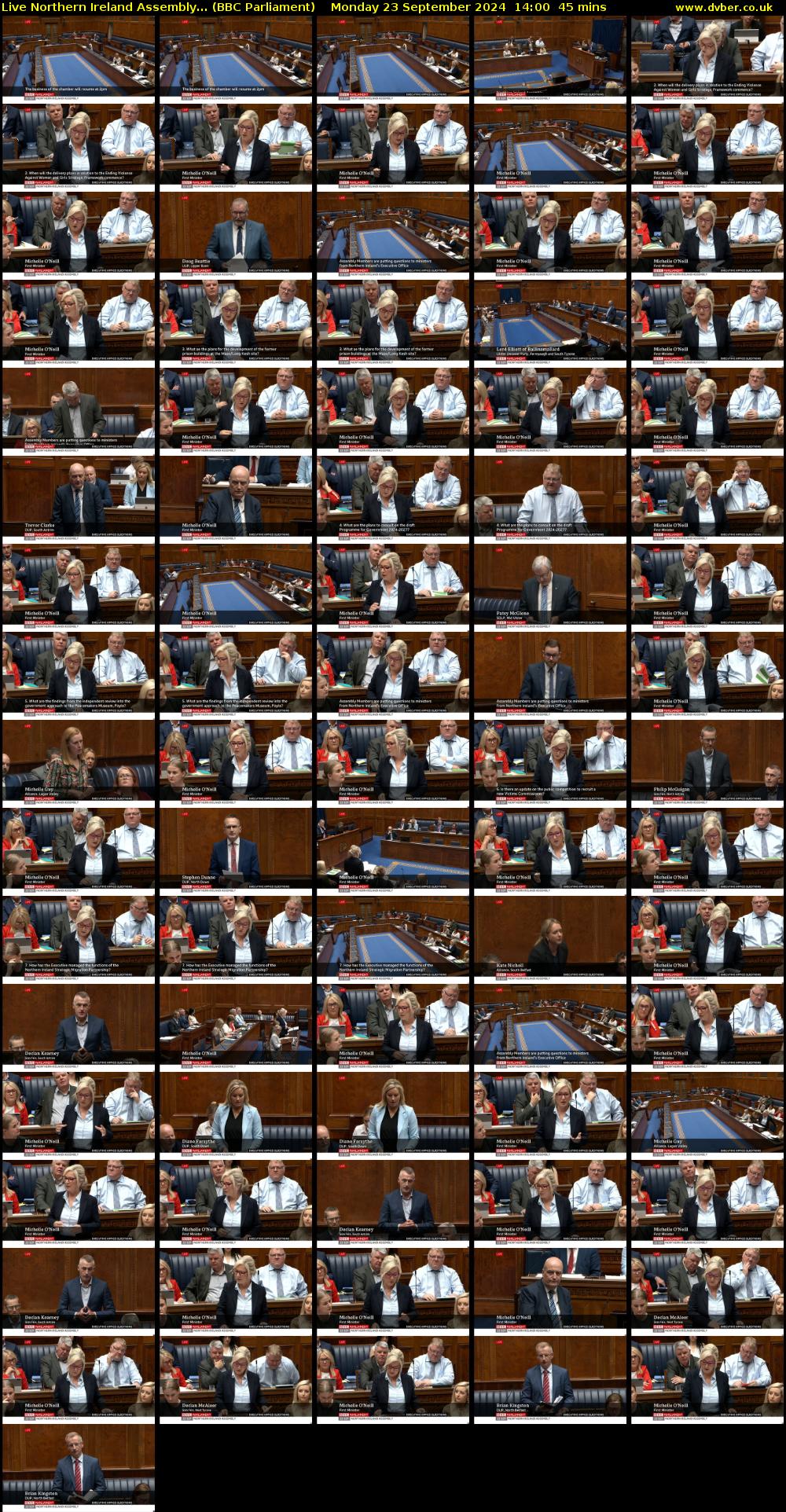 Live Northern Ireland Assembly... (BBC Parliament) Monday 23 September 2024 14:00 - 14:45