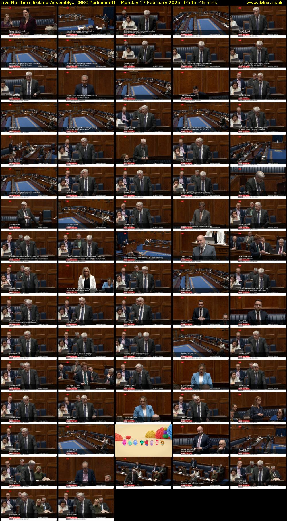 Live Northern Ireland Assembly... (BBC Parliament) Monday 17 February 2025 14:45 - 15:30