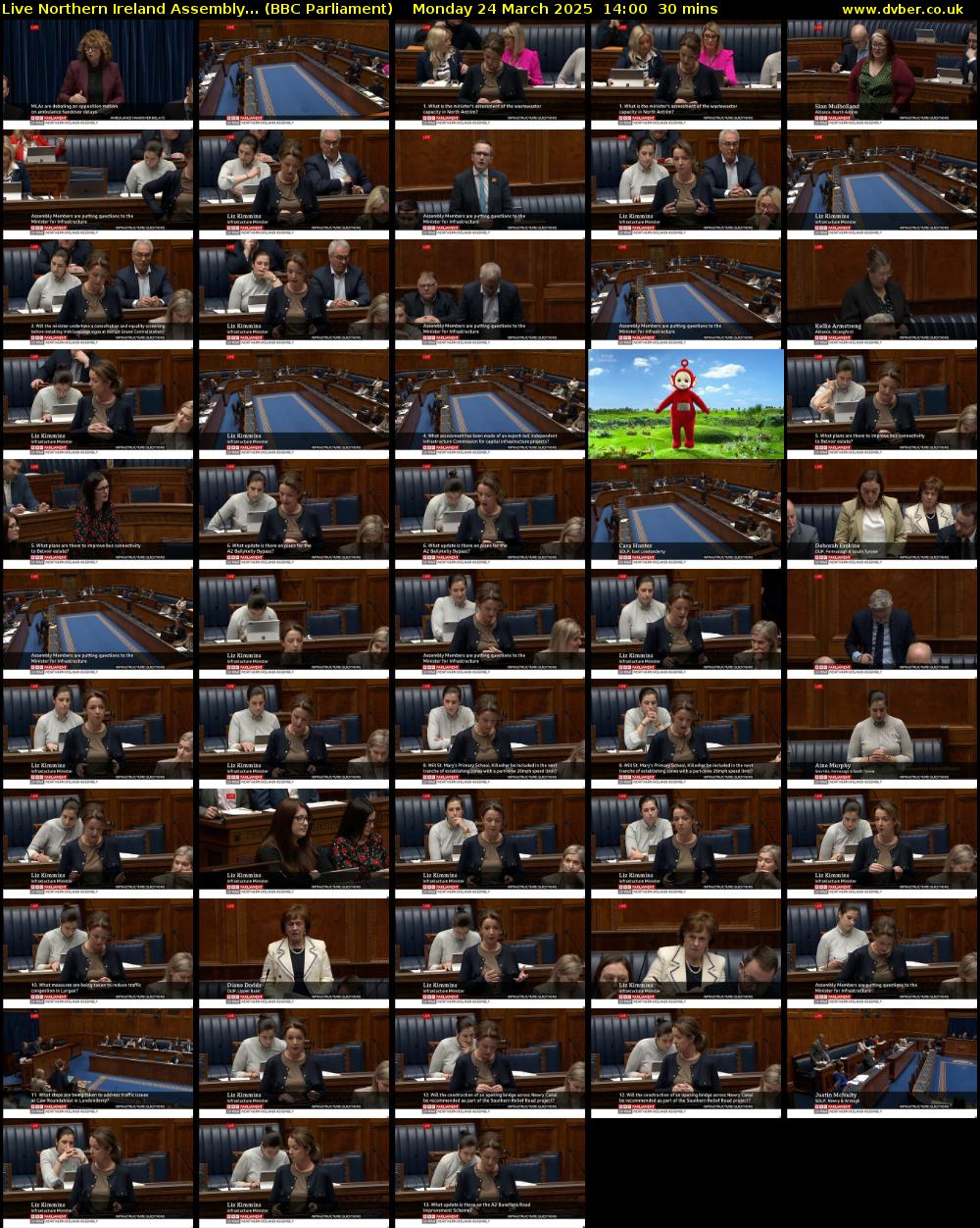 Live Northern Ireland Assembly... (BBC Parliament) Monday 24 March 2025 14:00 - 14:30