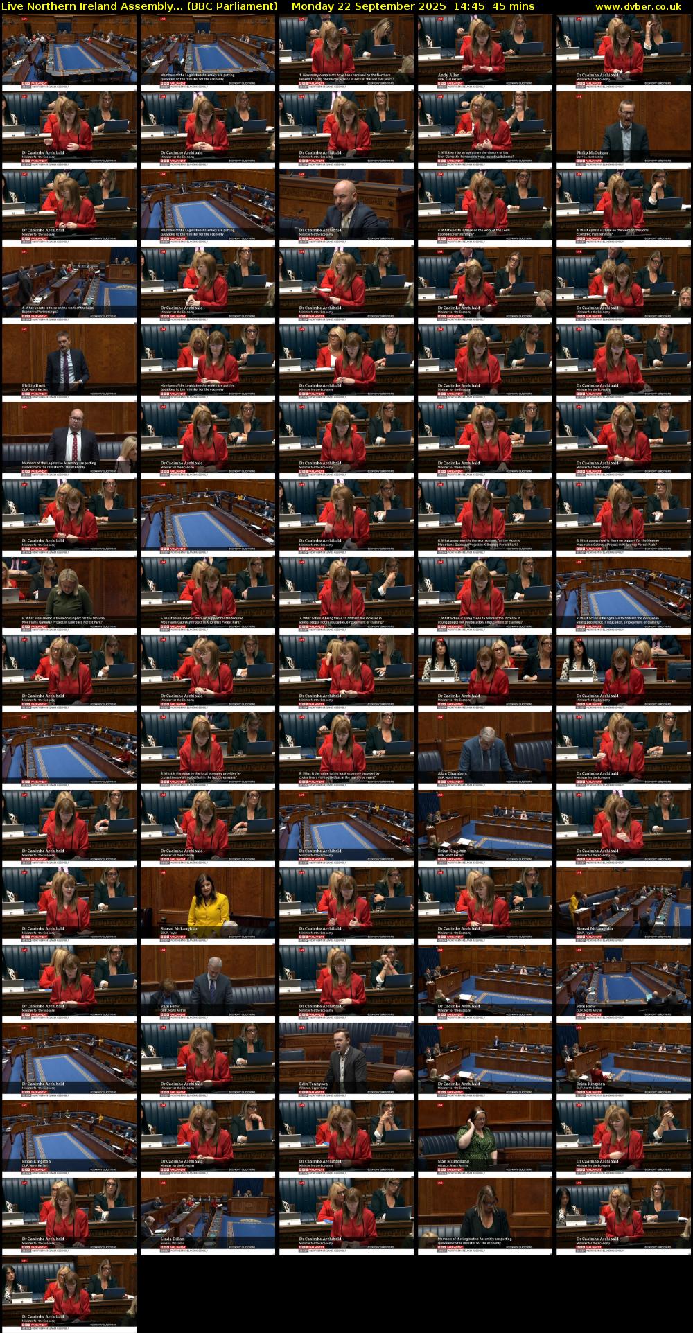 Live Northern Ireland Assembly... (BBC Parliament) Monday 22 September 2025 14:45 - 15:30