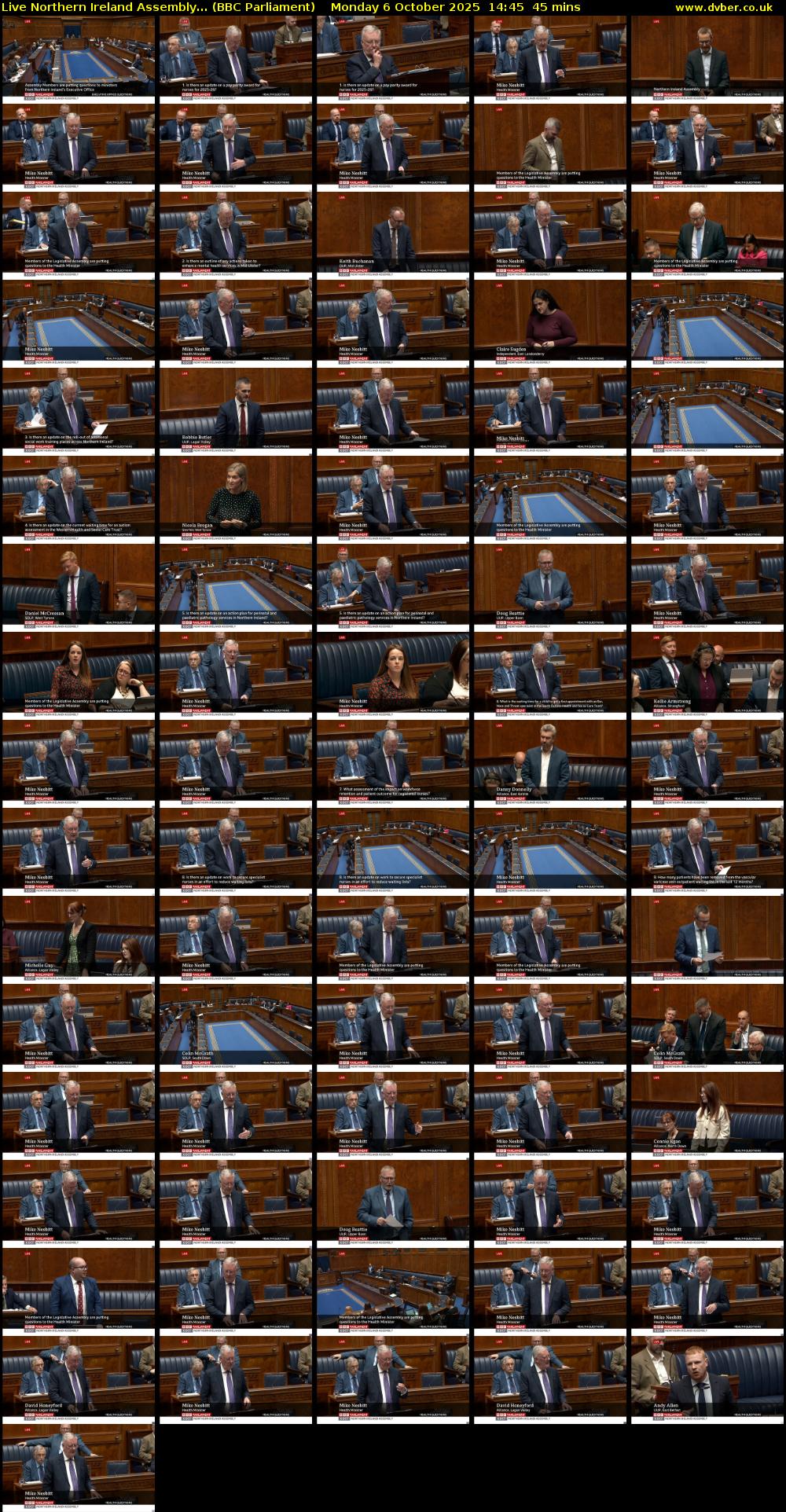 Live Northern Ireland Assembly... (BBC Parliament) Monday 6 October 2025 14:45 - 15:30