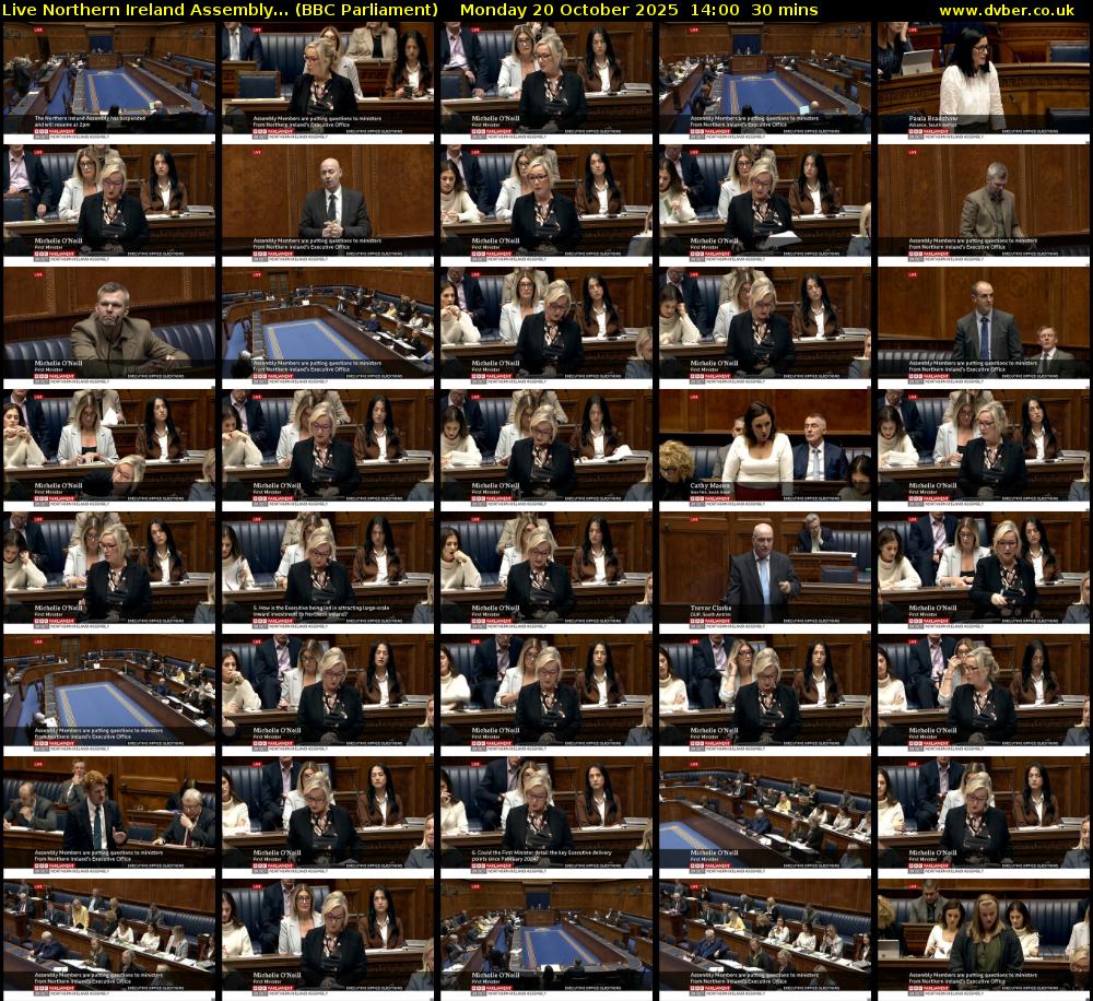 Live Northern Ireland Assembly... (BBC Parliament) Monday 20 October 2025 14:00 - 14:30