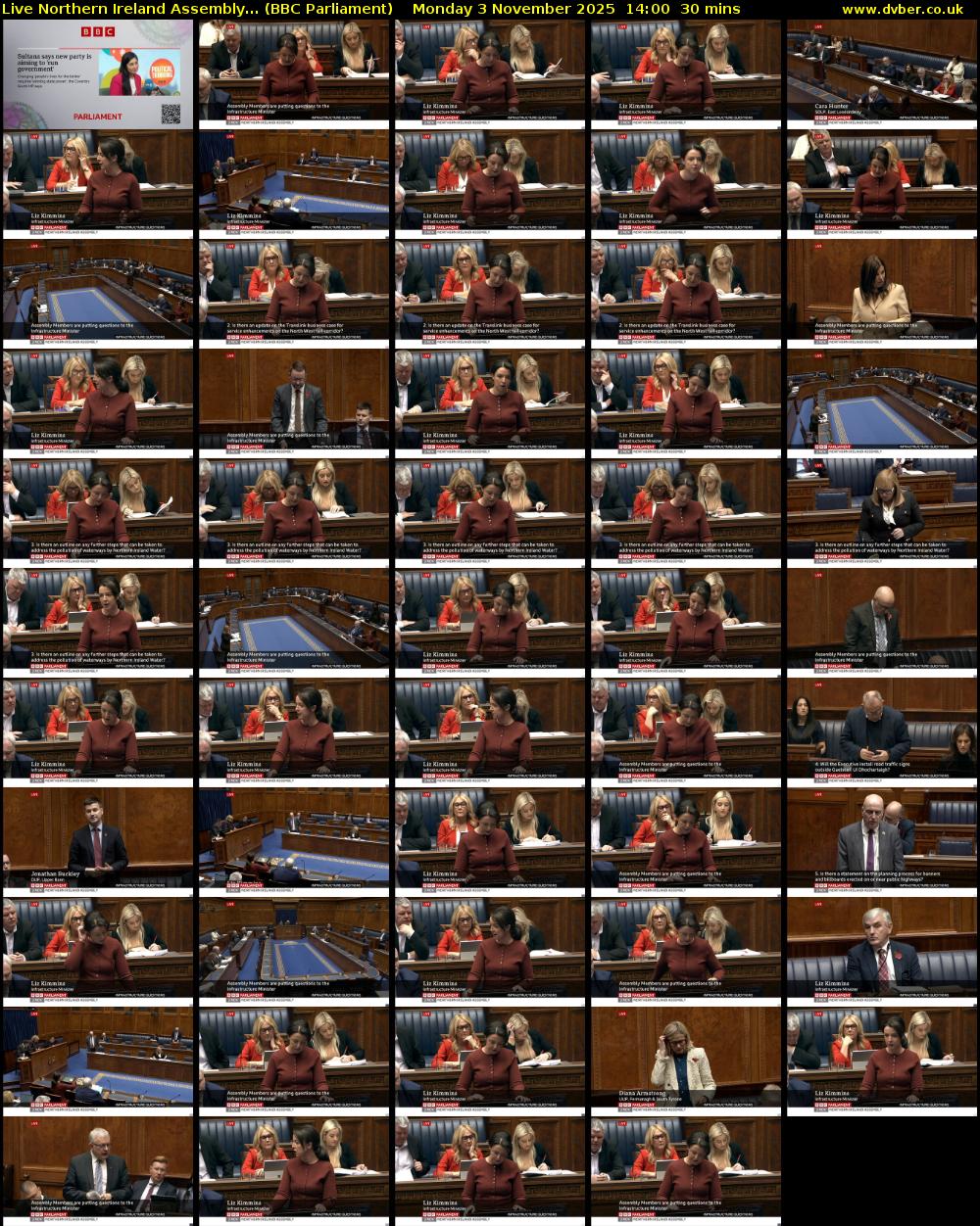 Live Northern Ireland Assembly... (BBC Parliament) Monday 3 November 2025 14:00 - 14:30