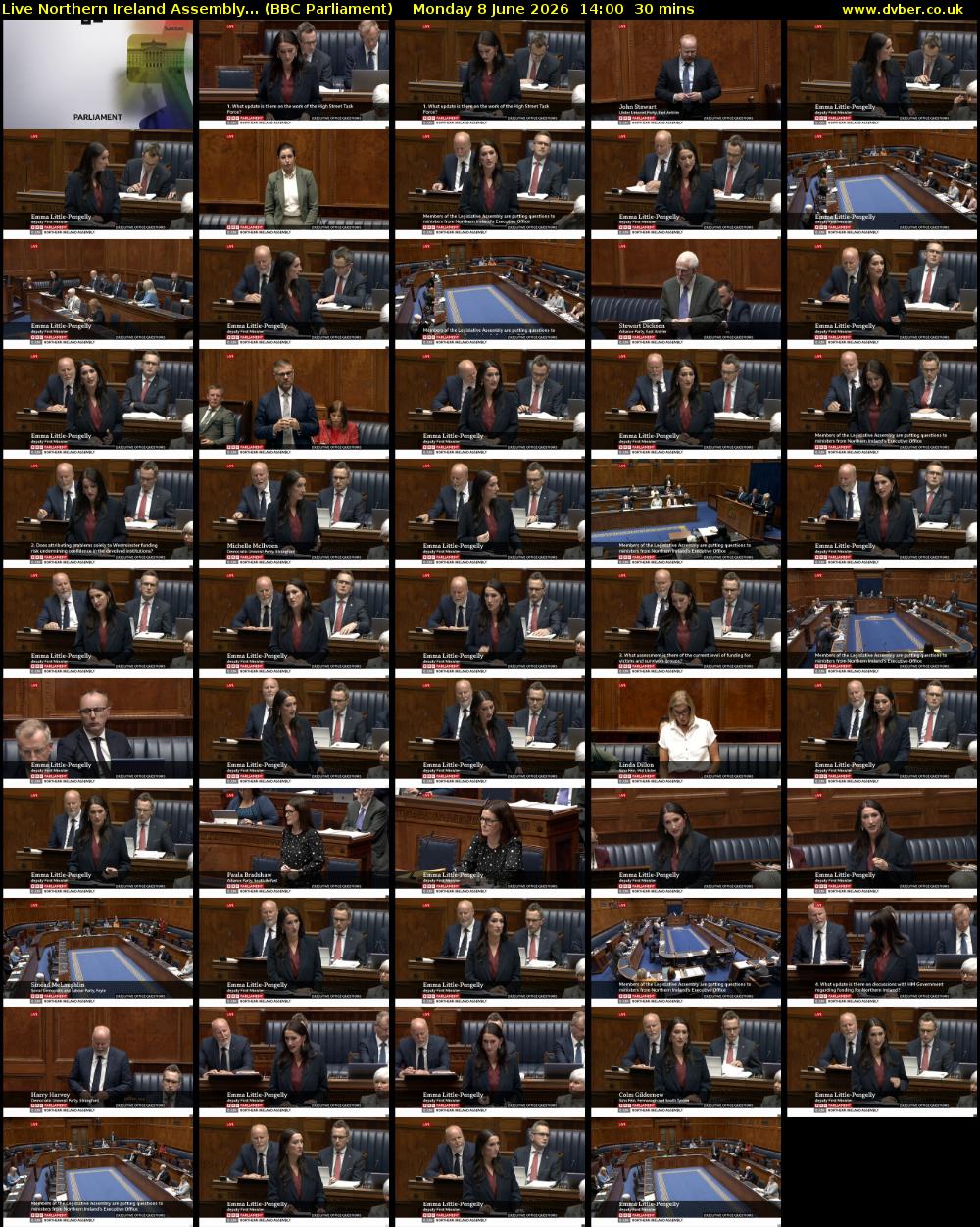 Live Northern Ireland Assembly... (BBC Parliament) Monday 8 June 2026 14:00 - 14:30