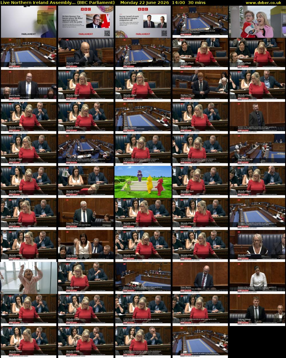 Live Northern Ireland Assembly... (BBC Parliament) Monday 22 June 2026 14:00 - 14:30