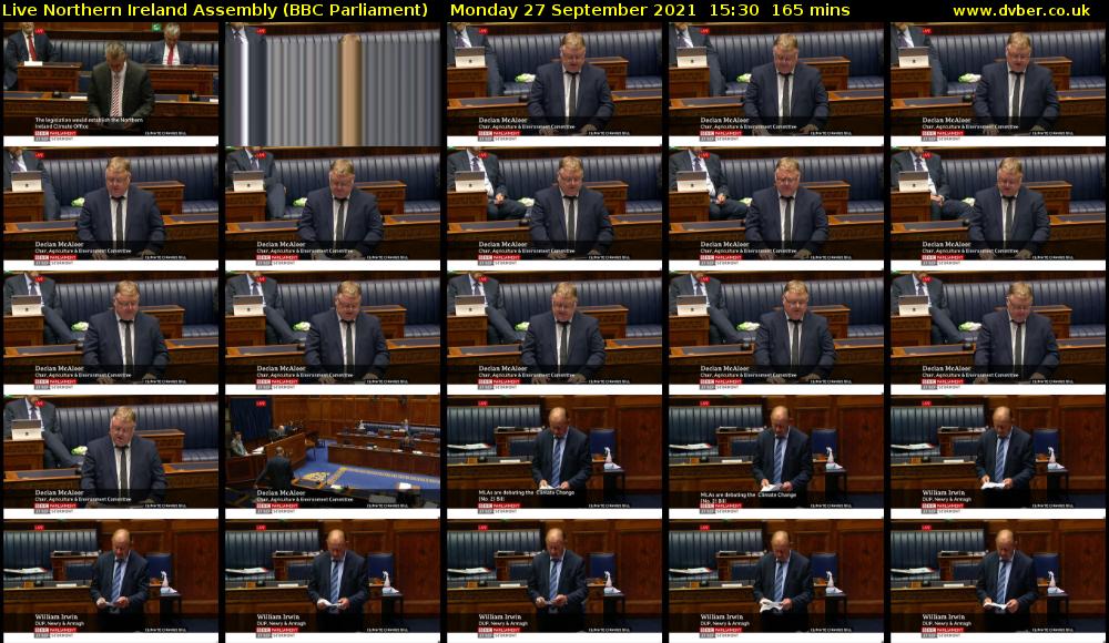Live Northern Ireland Assembly (BBC Parliament) Monday 27 September 2021 15:30 - 18:15