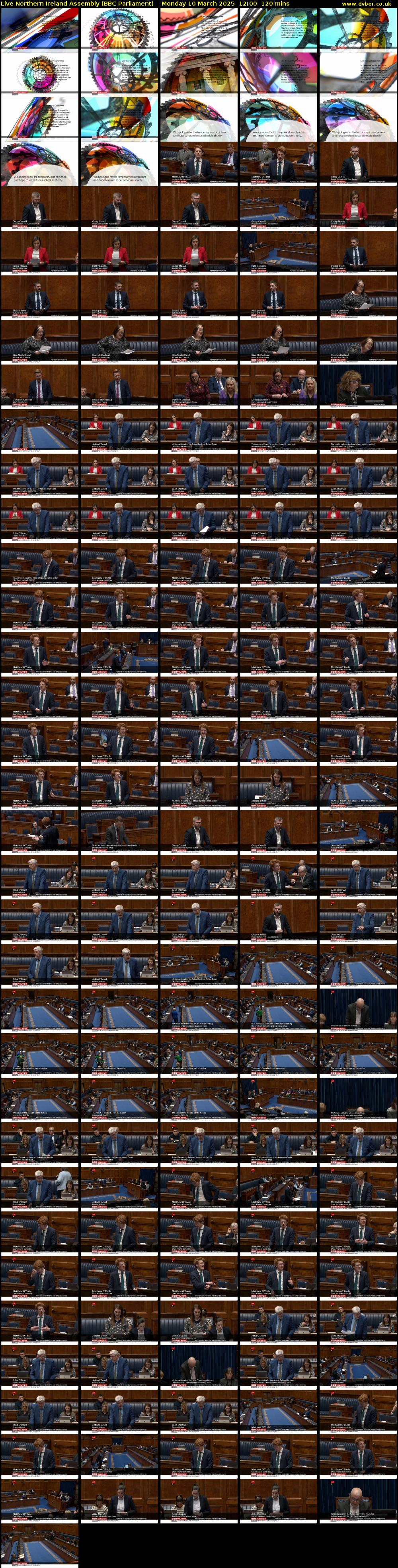 Live Northern Ireland Assembly (BBC Parliament) Monday 10 March 2025 12:00 - 14:00